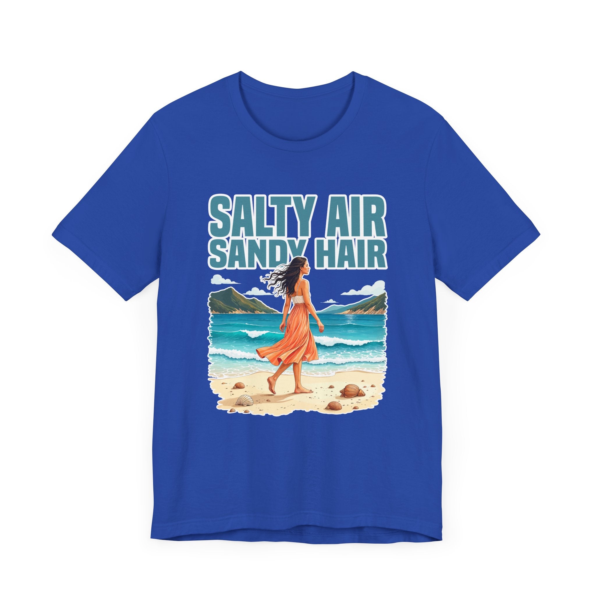 Salty Air Sandy Hair Tee, Beach Babe Shirt, Ocean Mood Graphic Tee, Summer Coastline Top, Coastal Girl Gift Tee