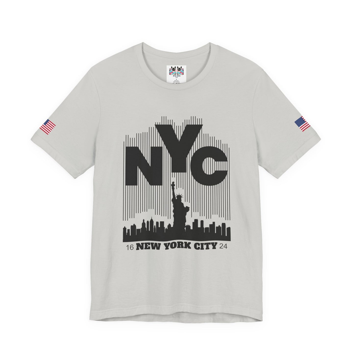 NYC Barcode T-Shirt - Modern New York City 1624 Minimalist Stripe Design