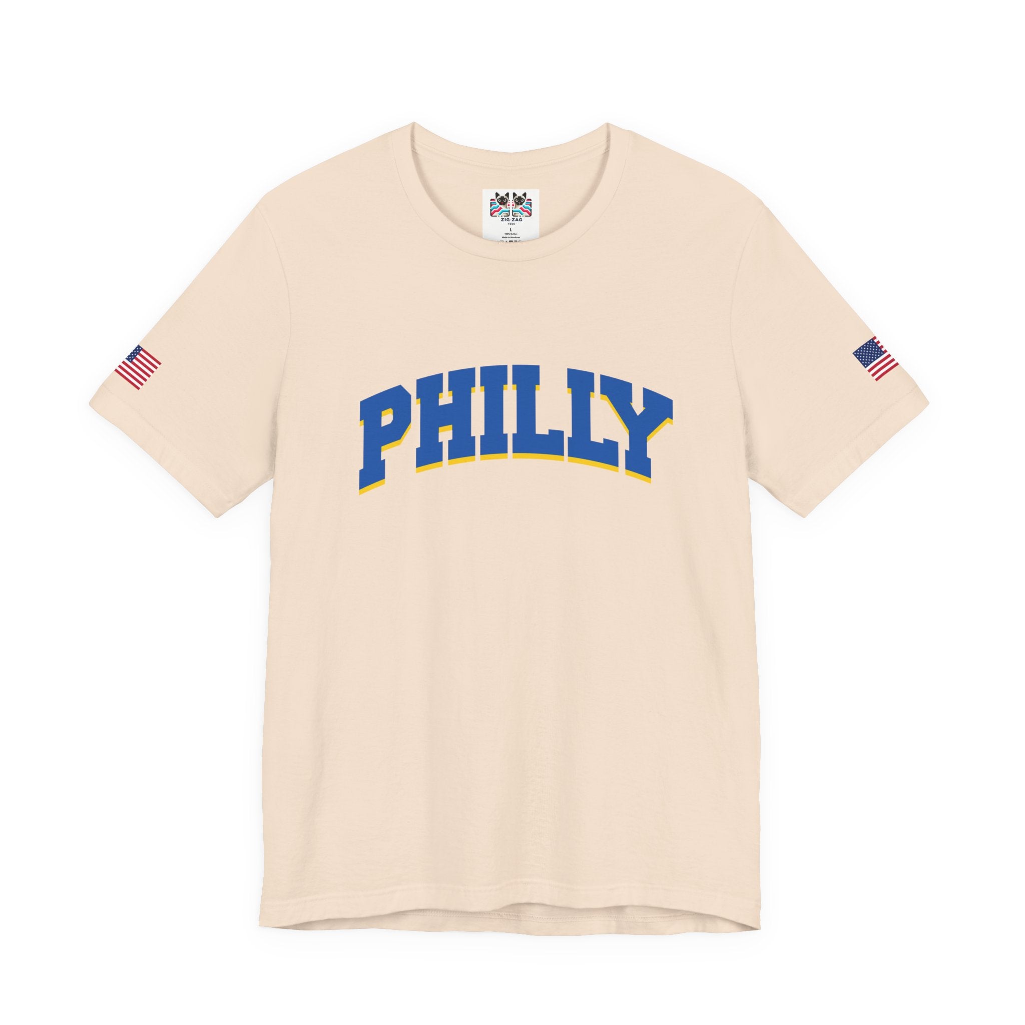 Philly T-Shirt – Bold Arched Varsity Blue & Gold Typography Graphic Tee