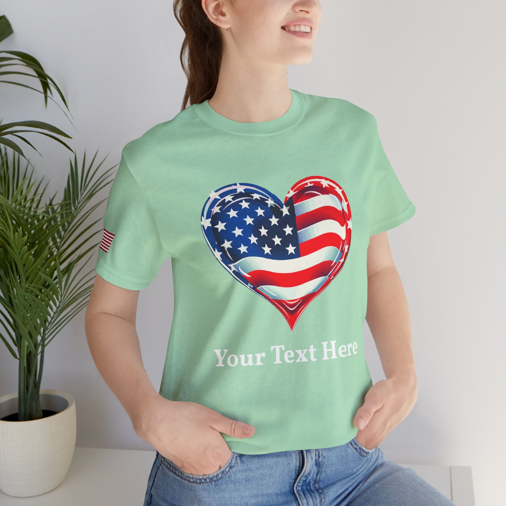 Custom T-Shirt - American Flag Heart T-Shirt – Love USA Patriotic Pride Graphic Tee