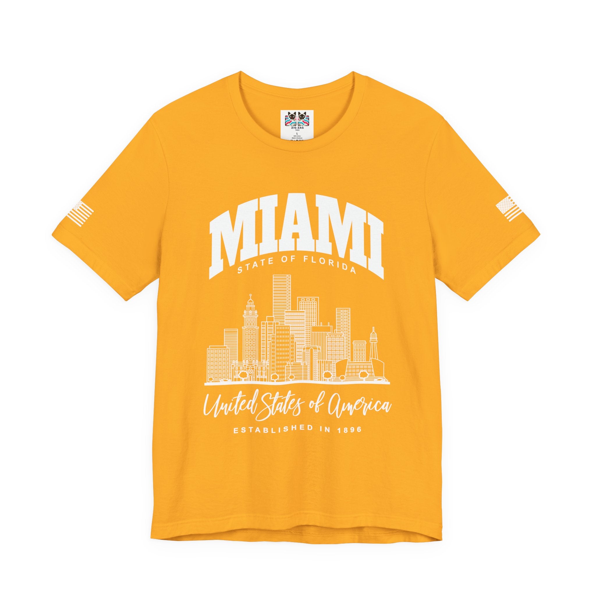 Miami State of Florida USA T-Shirt – Arch Skyline Established 1896 Graphic Tee