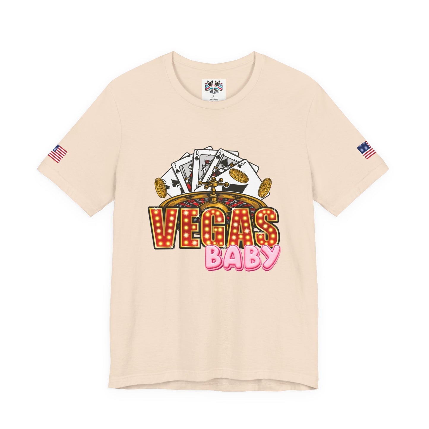 Vegas Baby T-Shirt - Casino Gambling Cards Roulette Dice Poker Chips Design