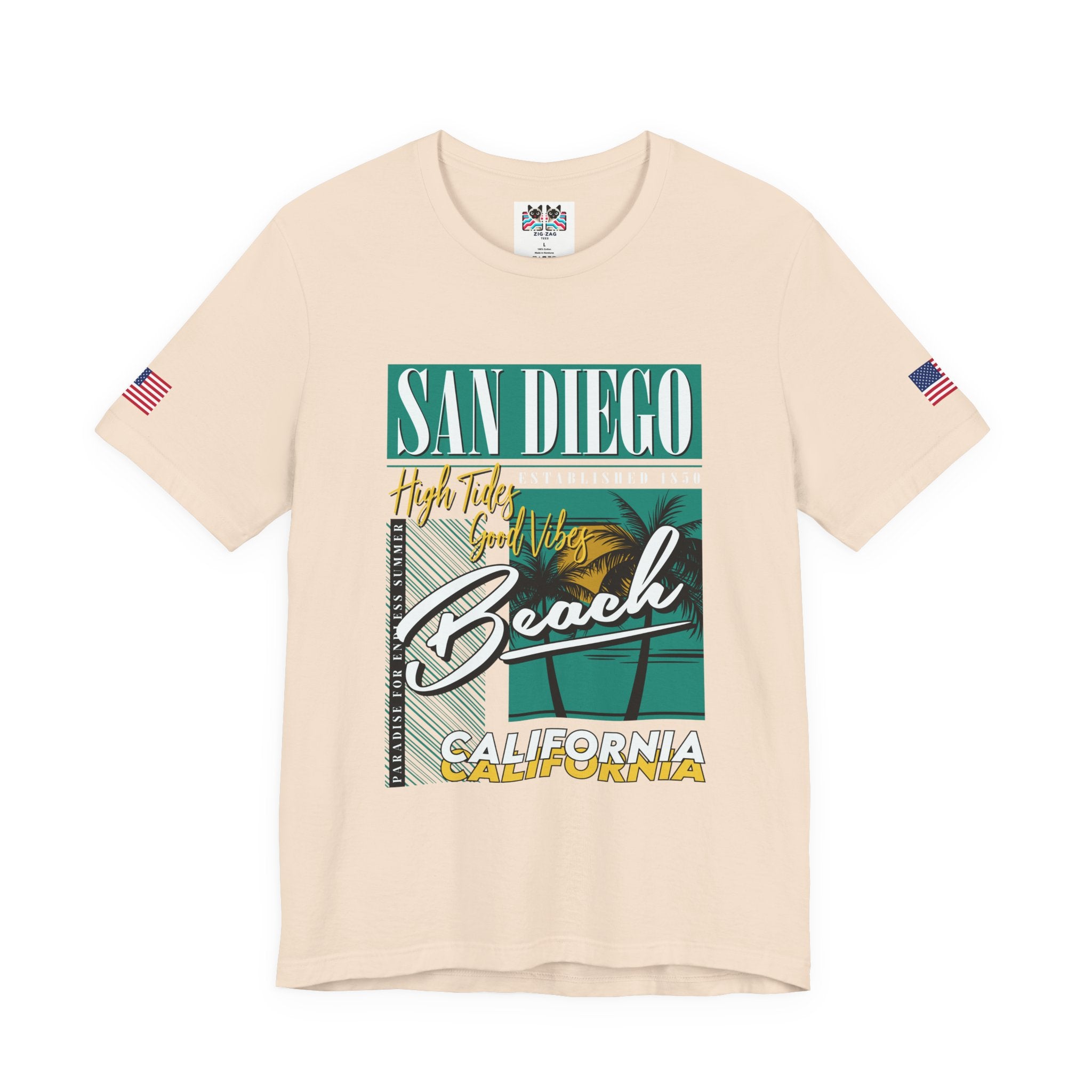 San Diego California Beach T-Shirt – High Tides Good Vibes Paradise Summer Tee