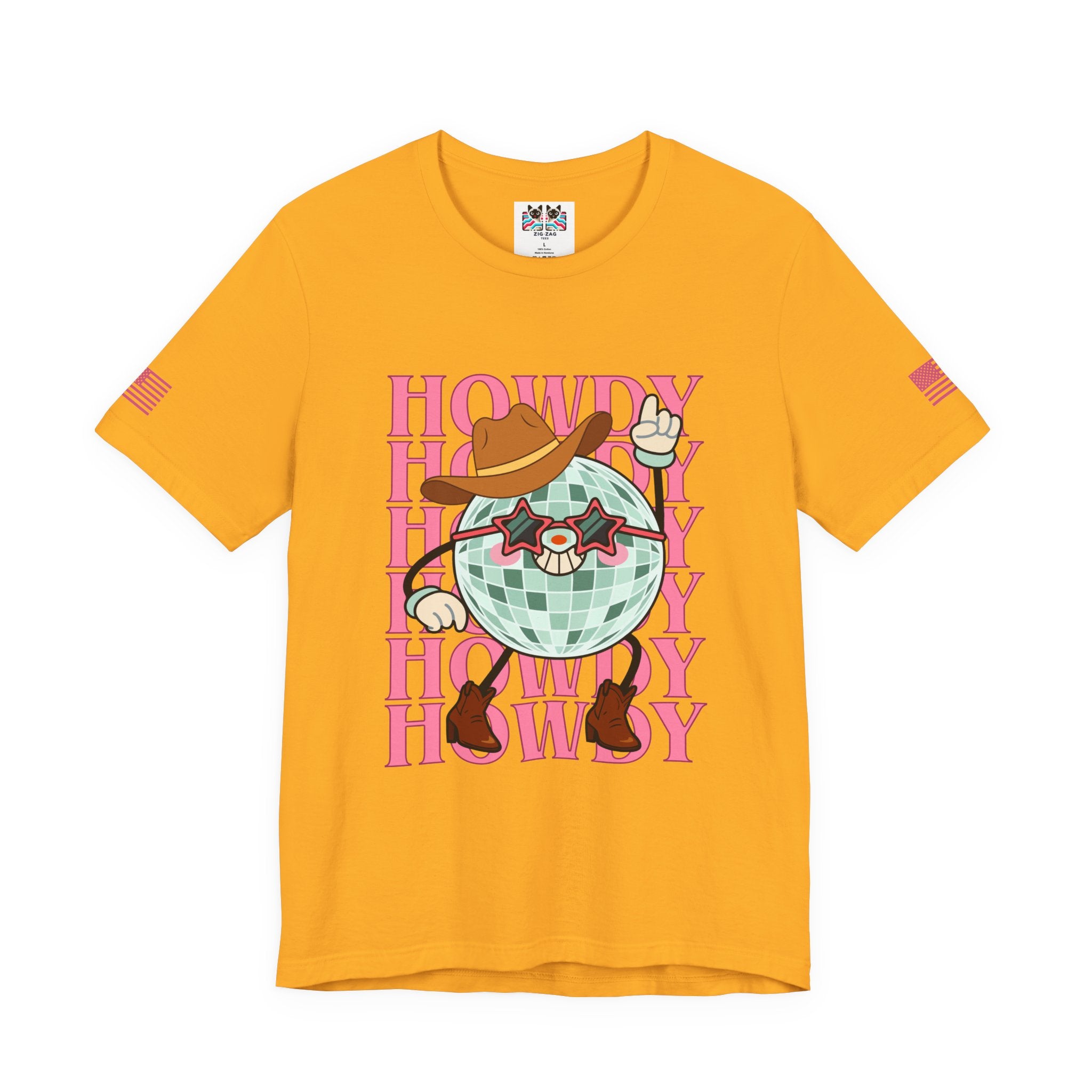 Howdy T-Shirt – Disco Ball Cowboy Repeat Typography Graphic Tee