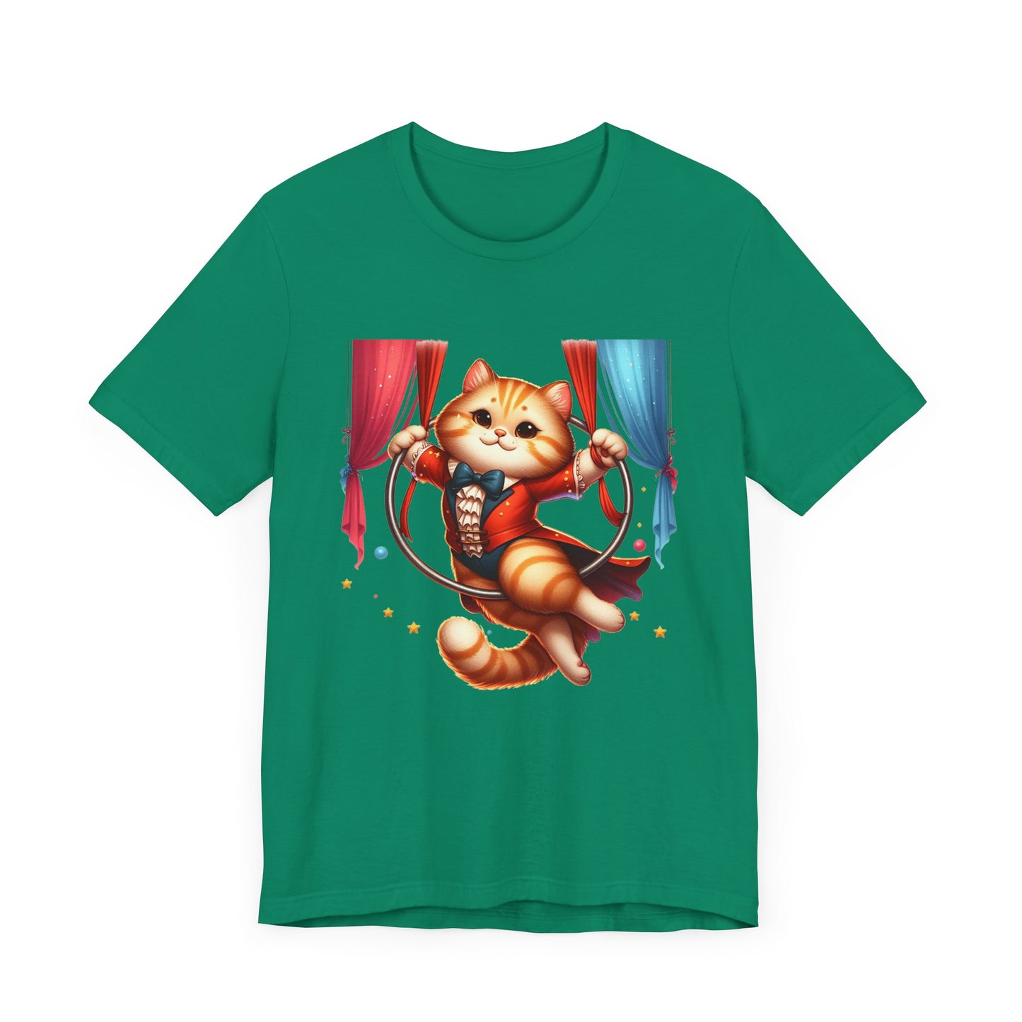 Circus Aerialist Cat Shirt, Funny Trapeze Performer Tee, Acrobatic Pet Graphic T Shirt, Quirky Performer Humor Apparel, Flying Cat Top