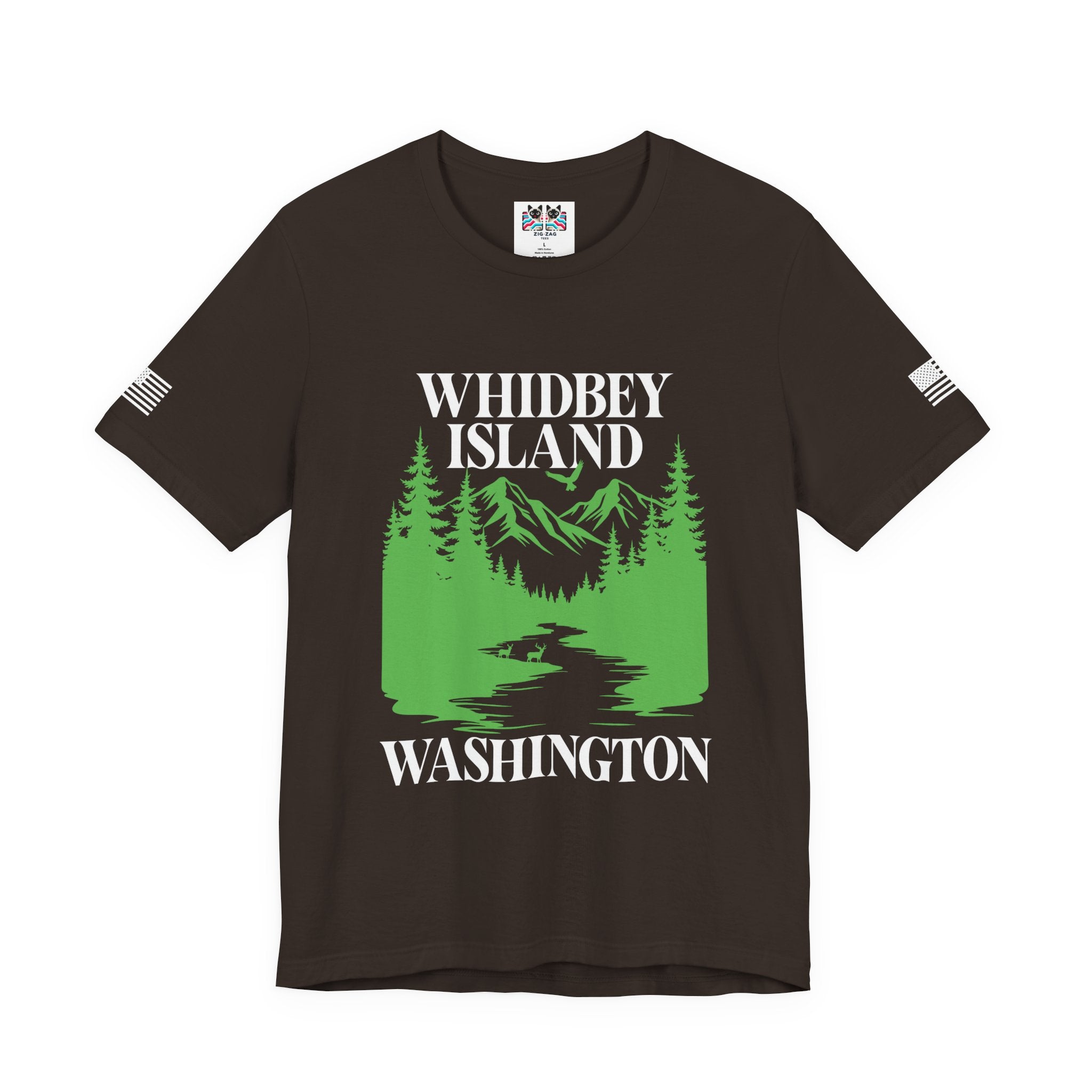 Whidbey Island Washington Mountain Forest Wildlife Graphic T-Shirt | Pacific Northwest Outdoor Souvenir Tee