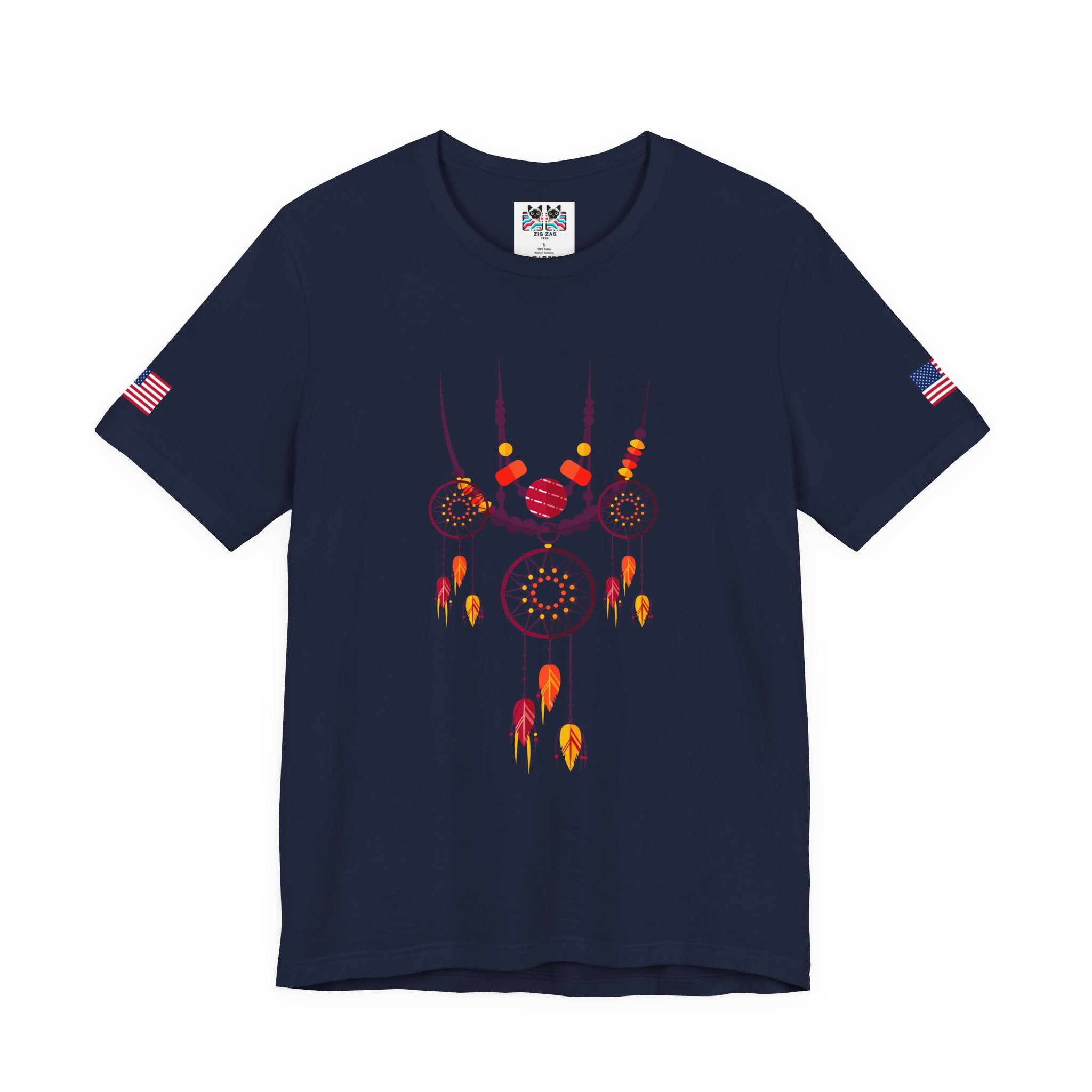 Triple Dream Catcher Necklace T-Shirt – Boho Native American Inspired Feather Tee