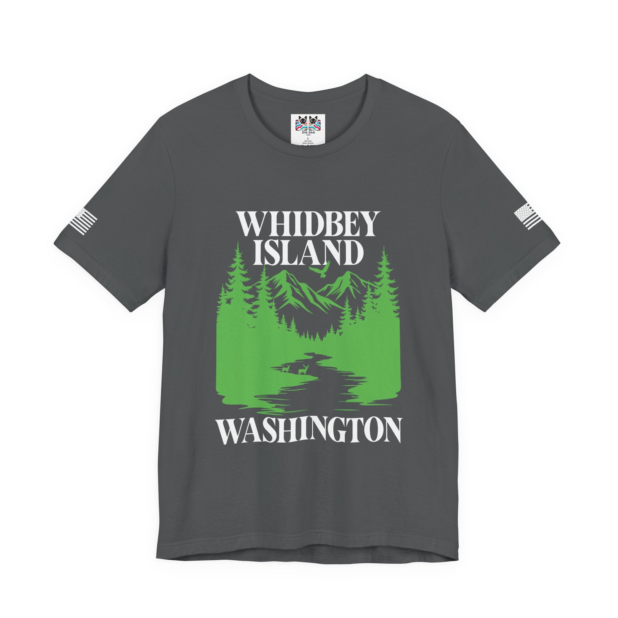Whidbey Island Washington Mountain Forest Wildlife Graphic T-Shirt | Pacific Northwest Outdoor Souvenir Tee