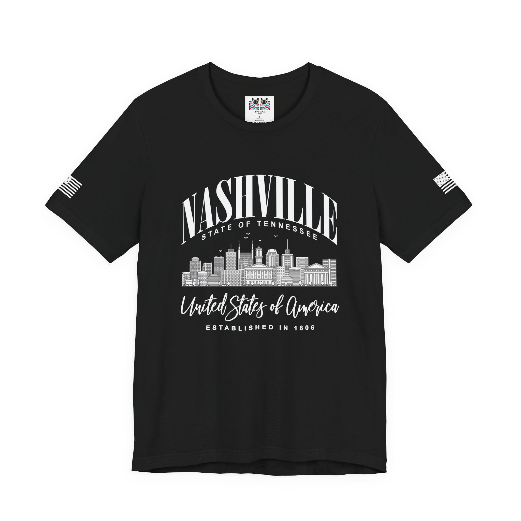 Nashville State of Tennessee T-Shirt – Arched Skyline United States of America Established 1806 Graphic Tee