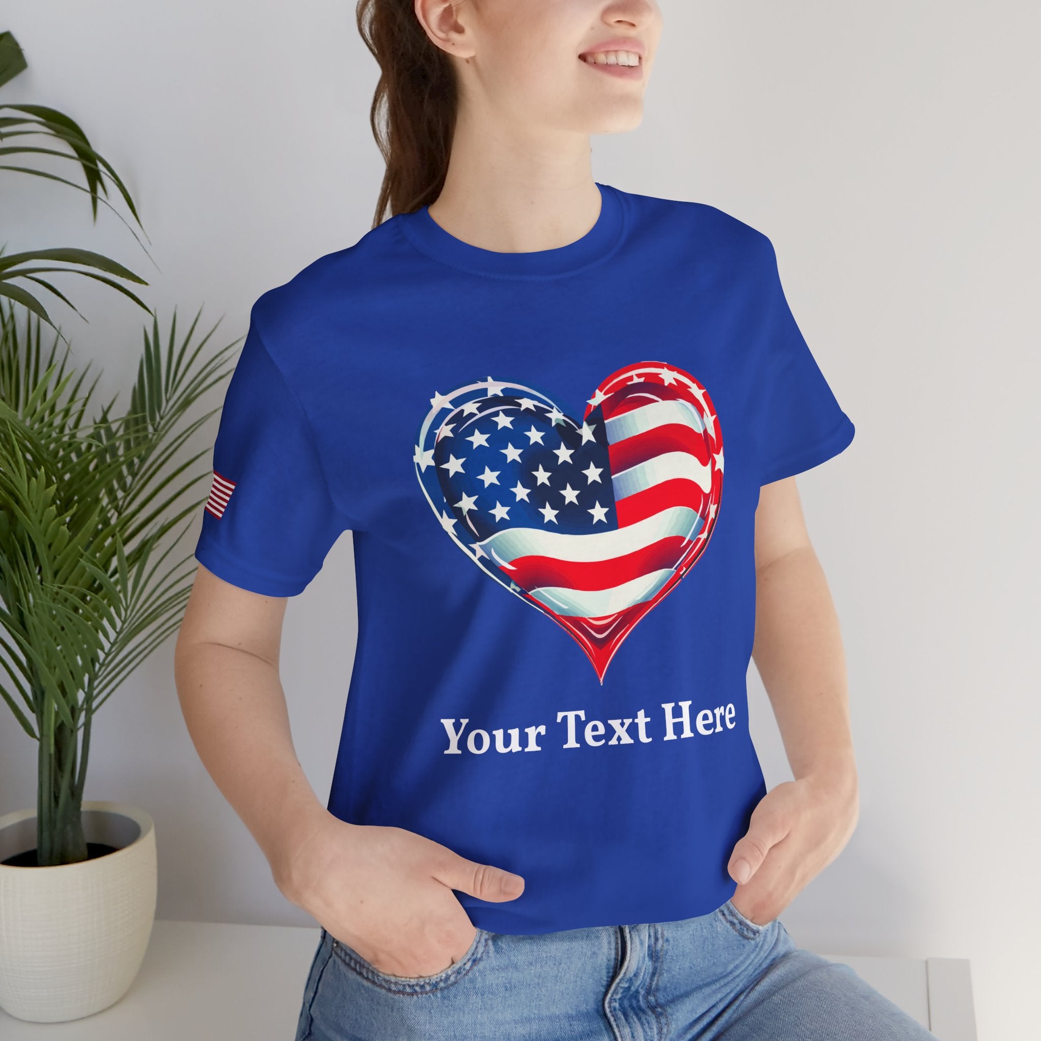 Custom T-Shirt - American Flag Heart T-Shirt – Love USA Patriotic Pride Graphic Tee