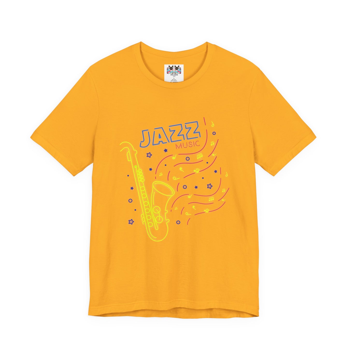 Neon Jazz Night Saxophone Music T-Shirt