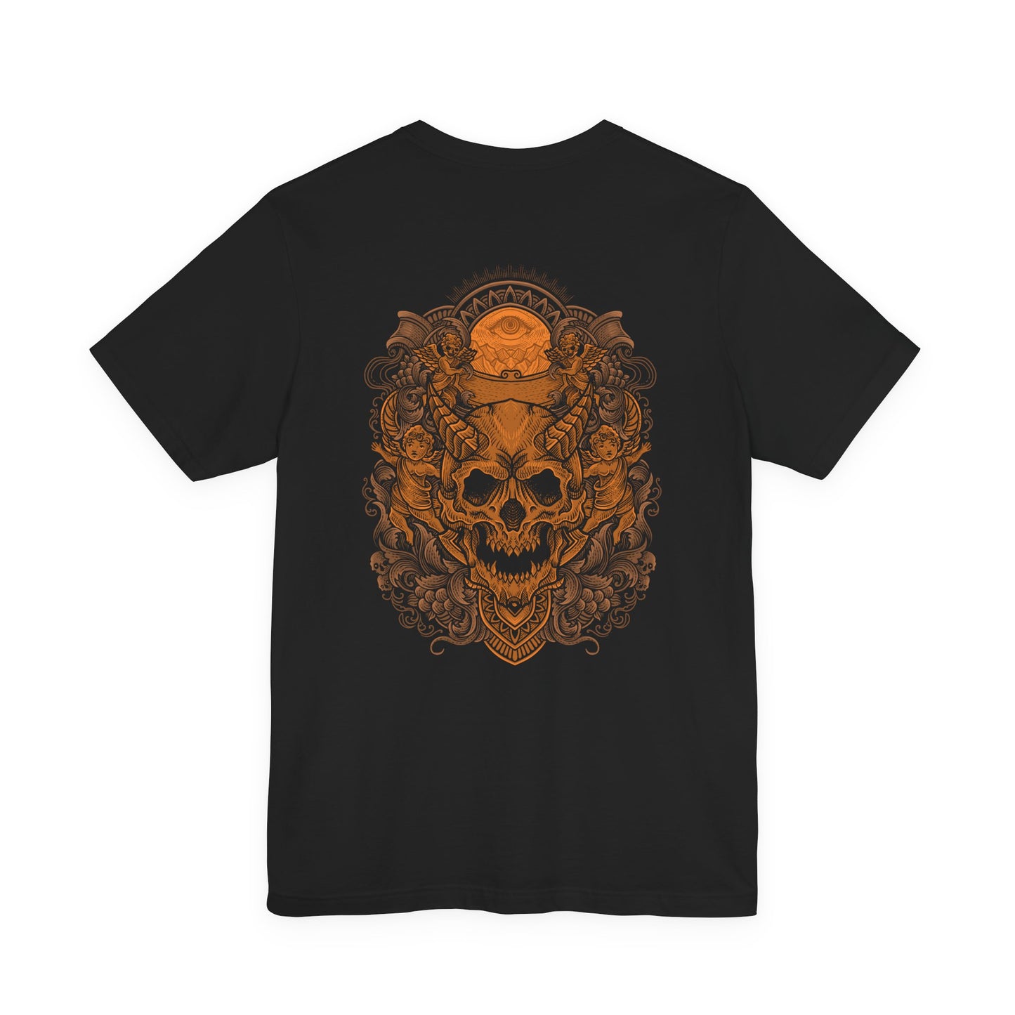 Horned Demon Skull Ornamental Horror T-Shirt