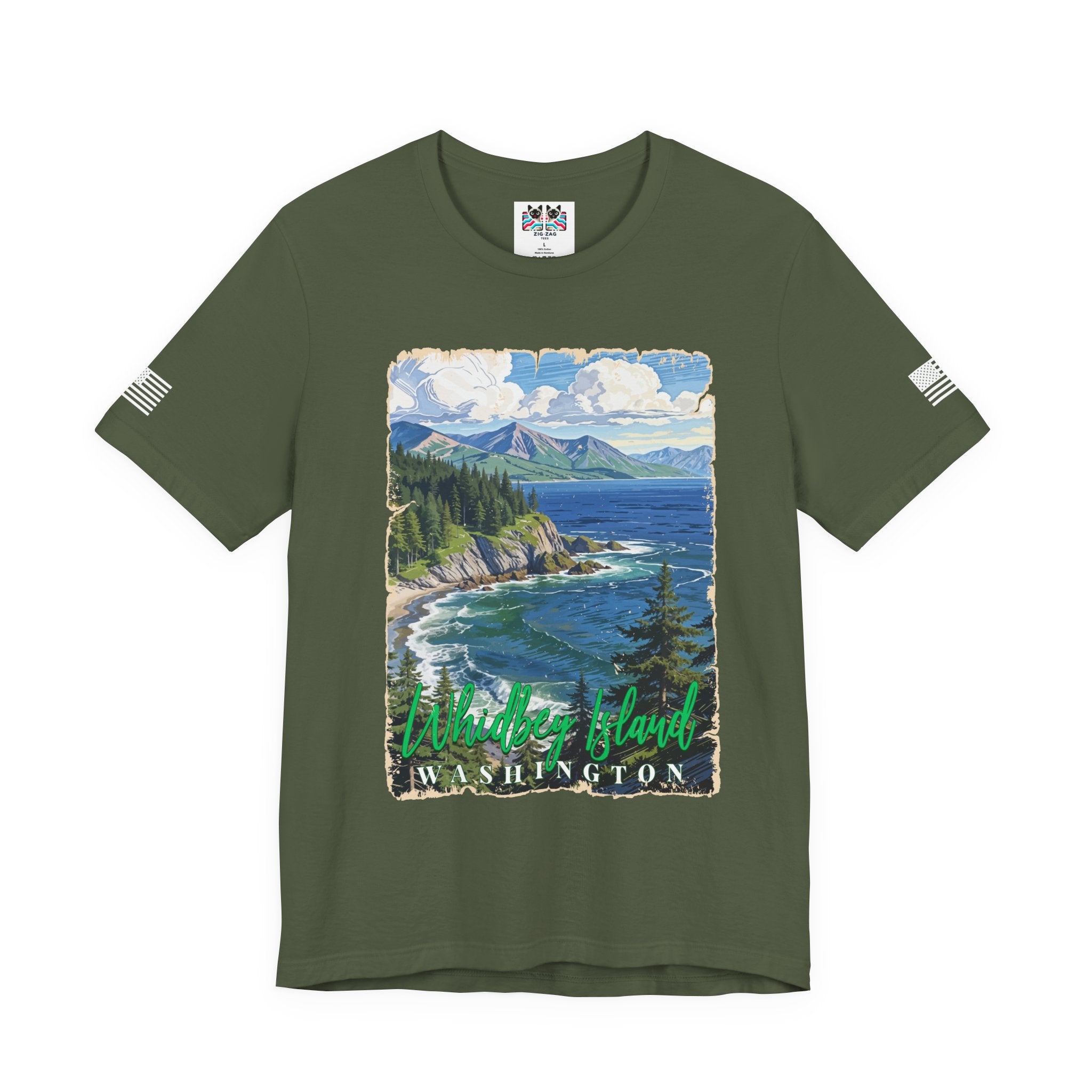 Whidbey Island Washington Vintage Coastal Travel Poster T-Shirt | Pacific Northwest Island Souvenir Tee