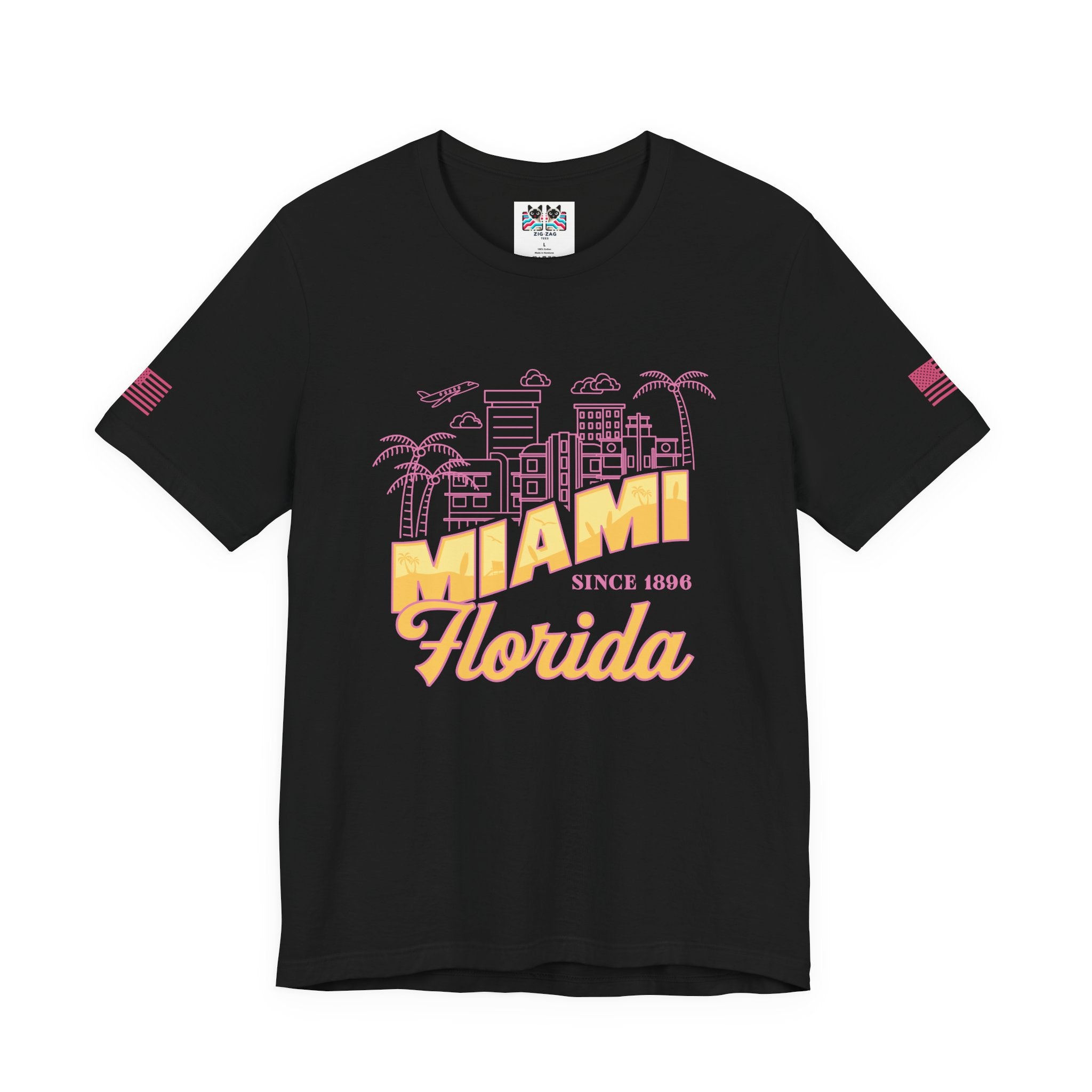 Miami Since 1896 Florida T-Shirt – Art Deco Skyline Line Art Graphic Tee