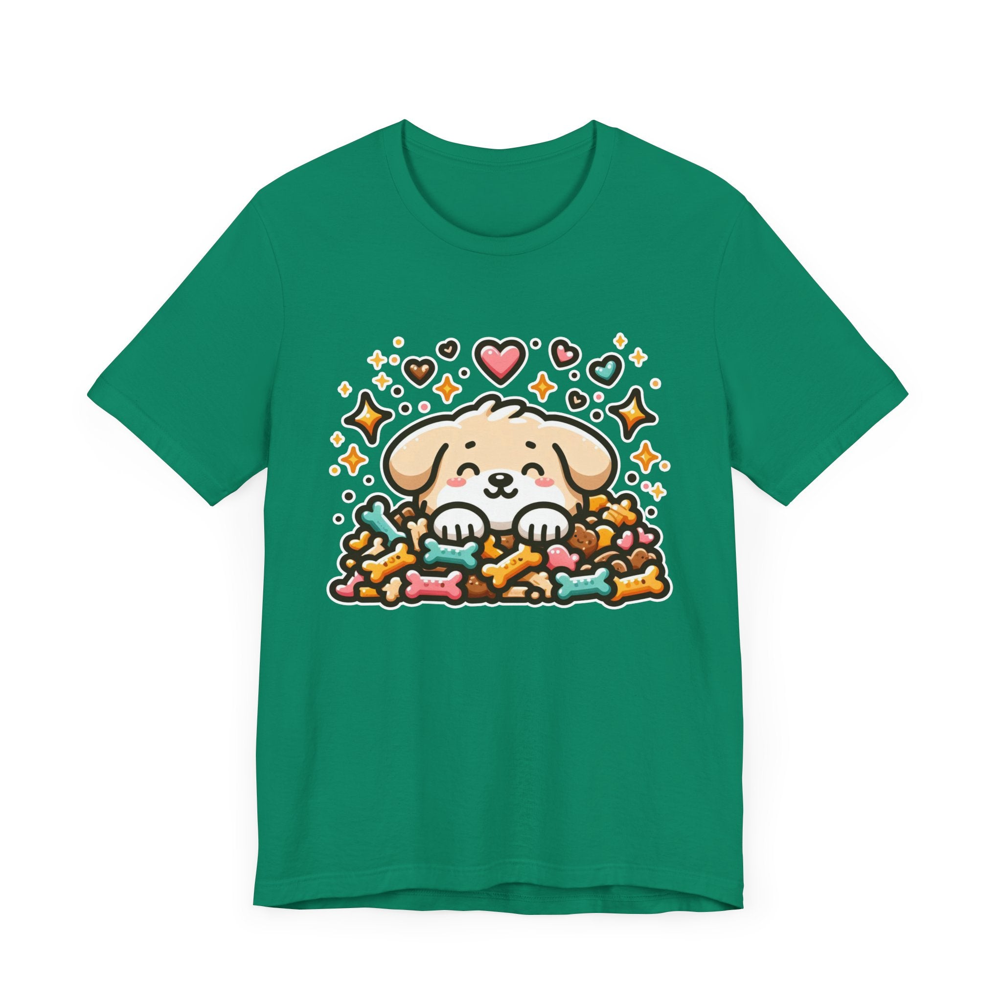 Puppy Face & Paw on a Pile of Treats | Stars & Hearts Reaction Graphic T-Shirt