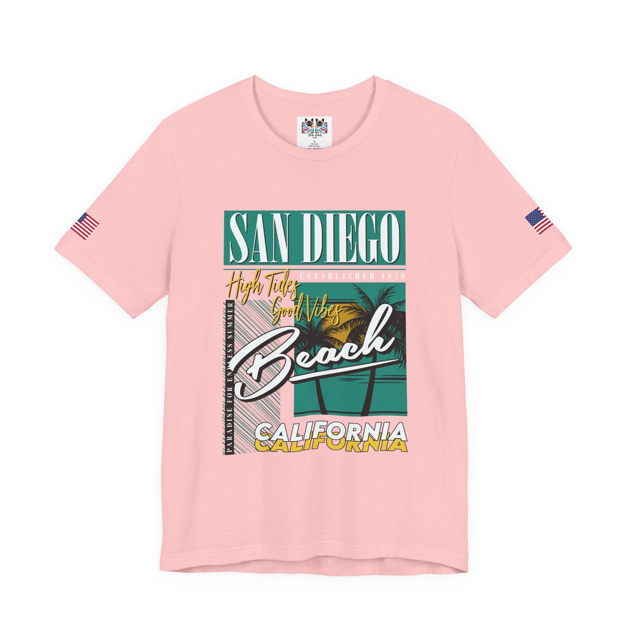San Diego California Beach T-Shirt – High Tides Good Vibes Paradise Summer Tee