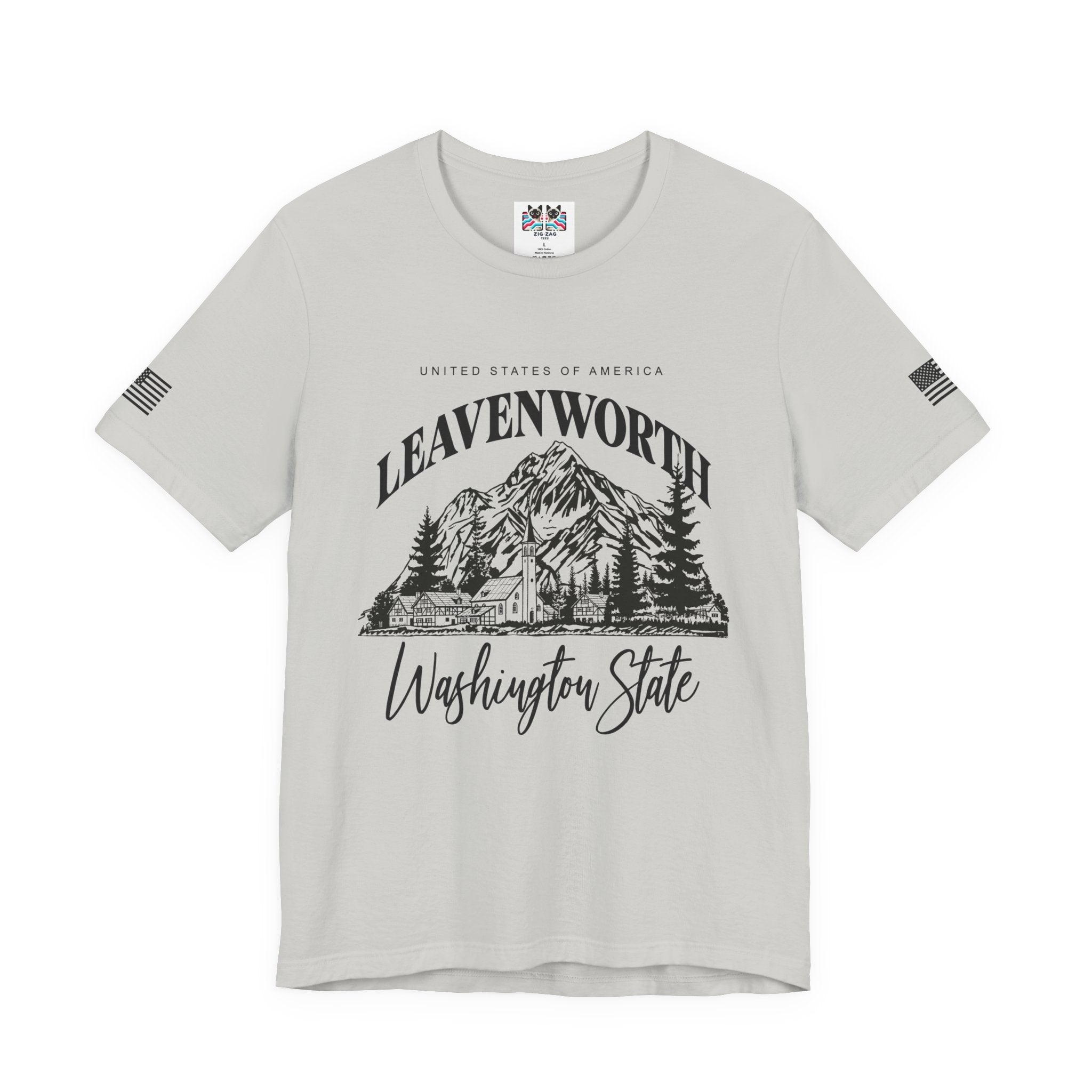 Leavenworth Washington State Bavarian Village Mountain Graphic T-Shirt | USA Souvenir Tee | Pacific Northwest Gift Shirt