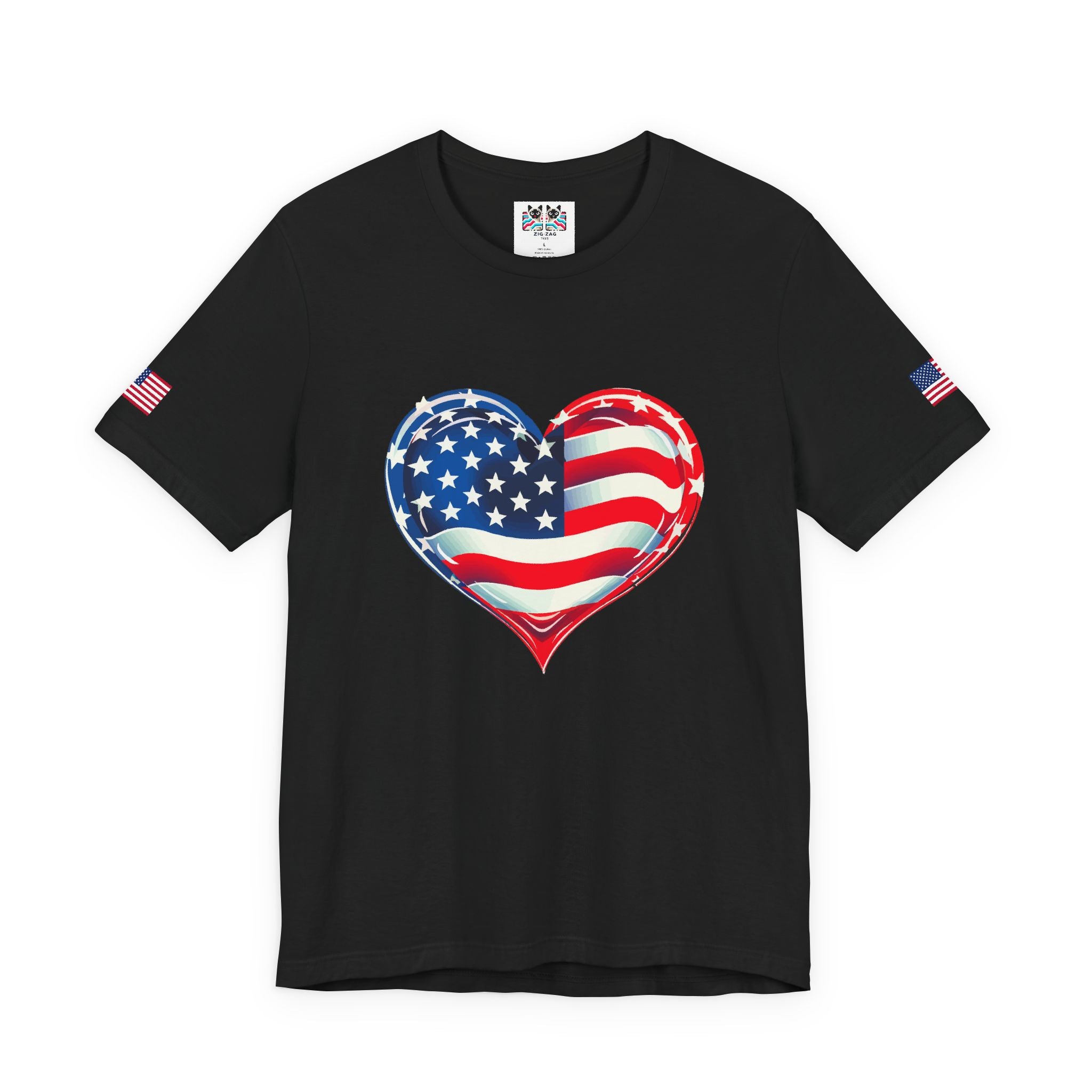 American Flag Heart T-Shirt – Love USA Patriotic Pride Graphic Tee