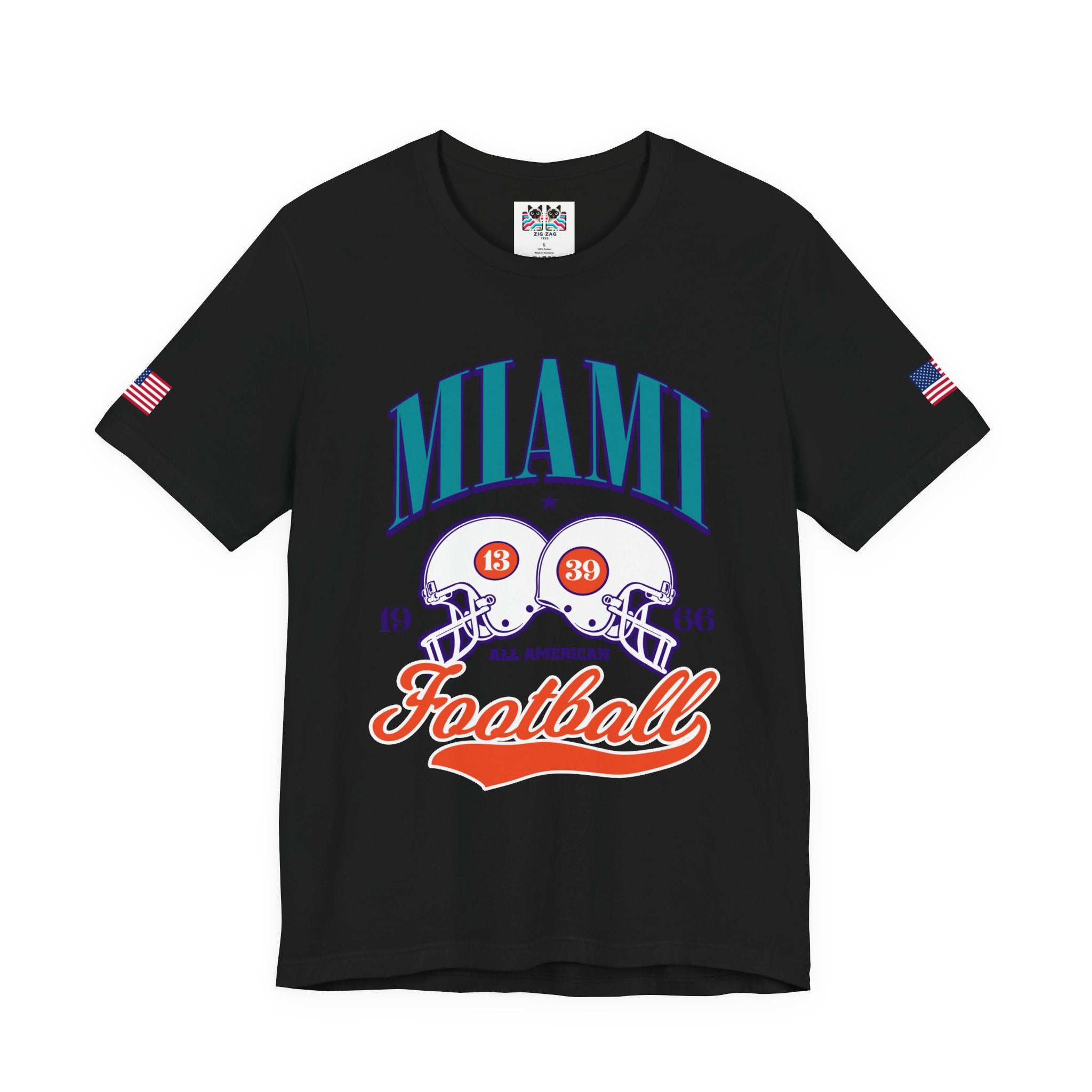 Miami All American Football T-Shirt – Vintage 1966 Helmets Collegiate Graphic Tee
