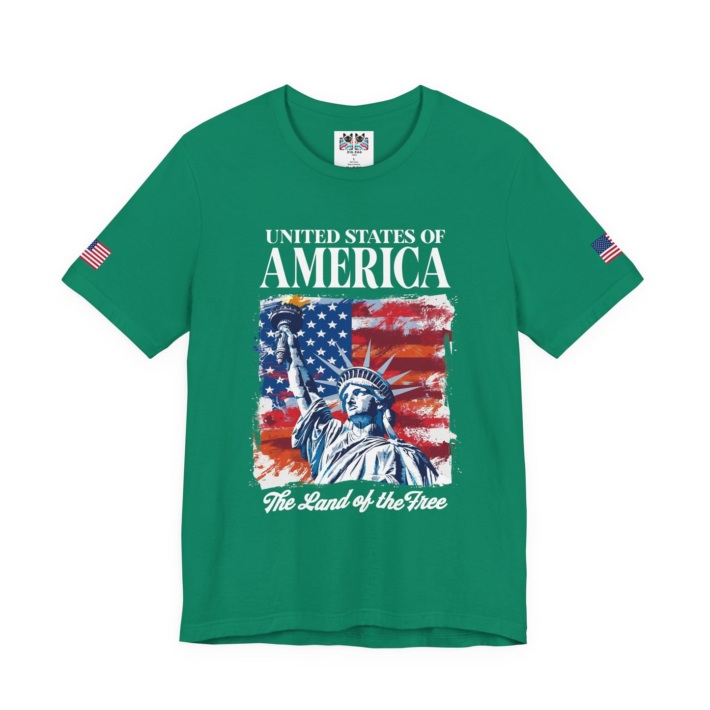 United States of America T-Shirt – Land of the Free Statue of Liberty Patriotic Graphic Tee