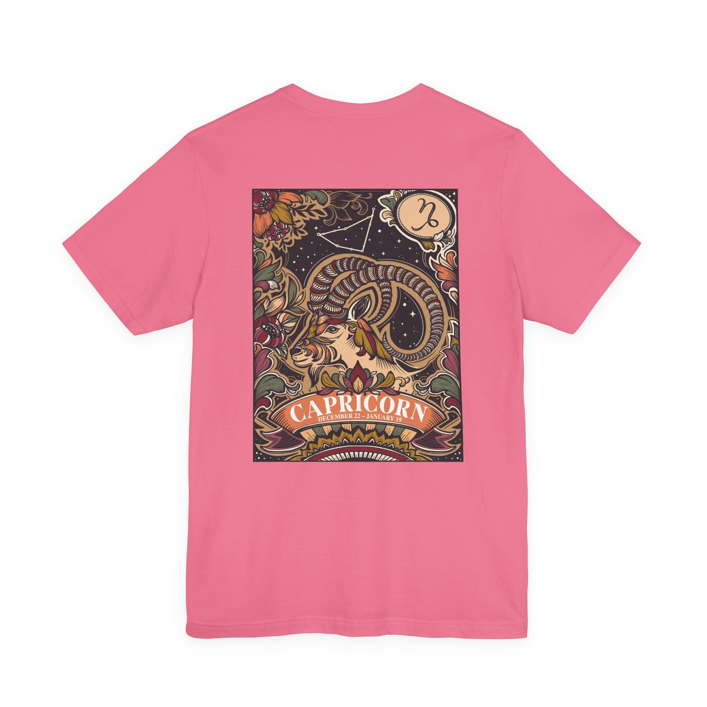 Capricorn Constellation & Floral Zodiac T-Shirt – December 22 to January 19
