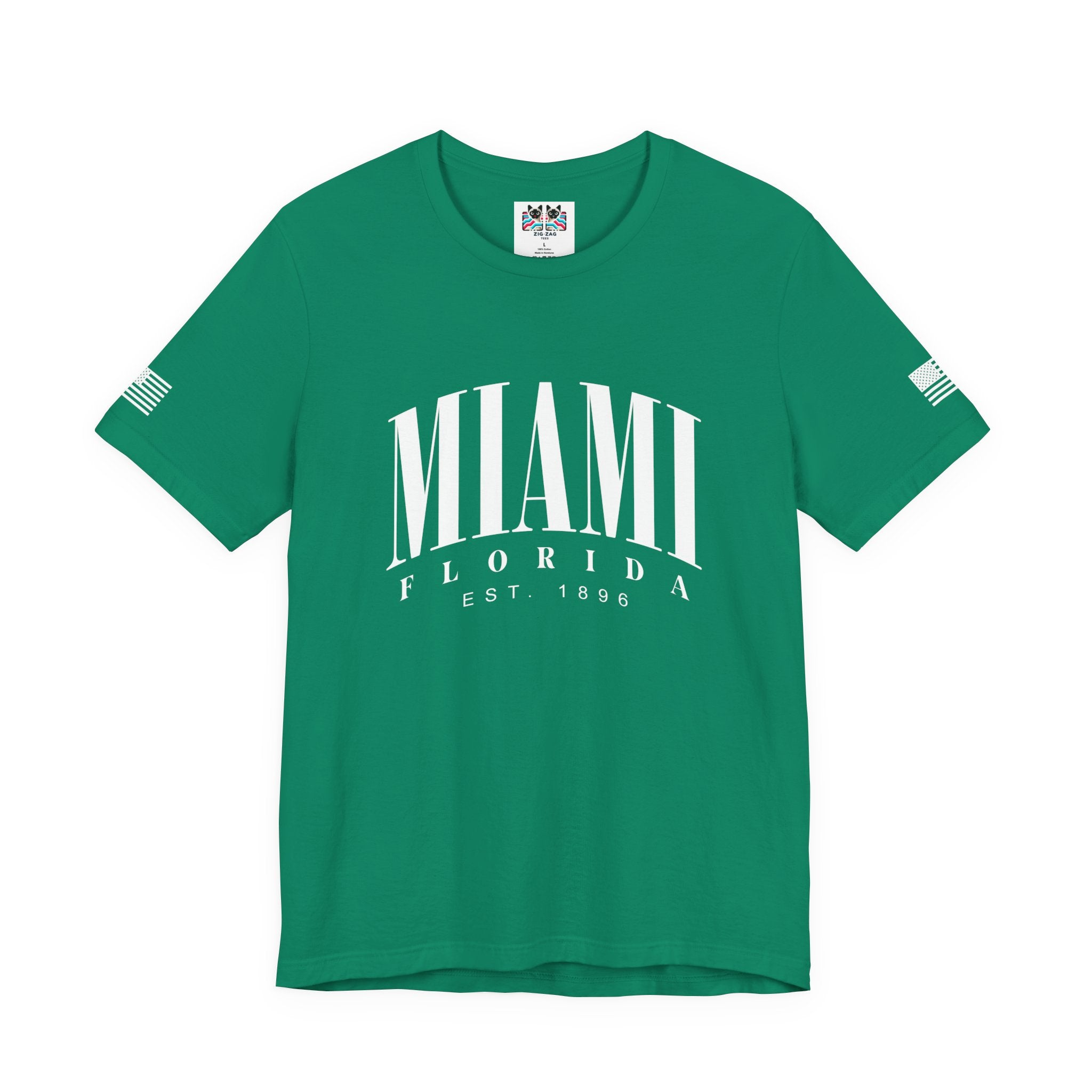 Miami Florida EST 1896 T-Shirt – Bold Arch Typography Clean Minimal Tee