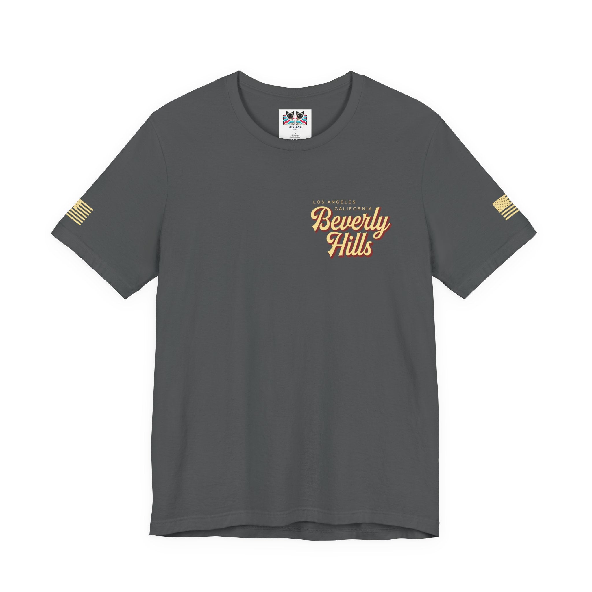 Beverly Hills Los Angeles California Front & Back T-Shirt – Vintage Classic Car Street Scene Tee