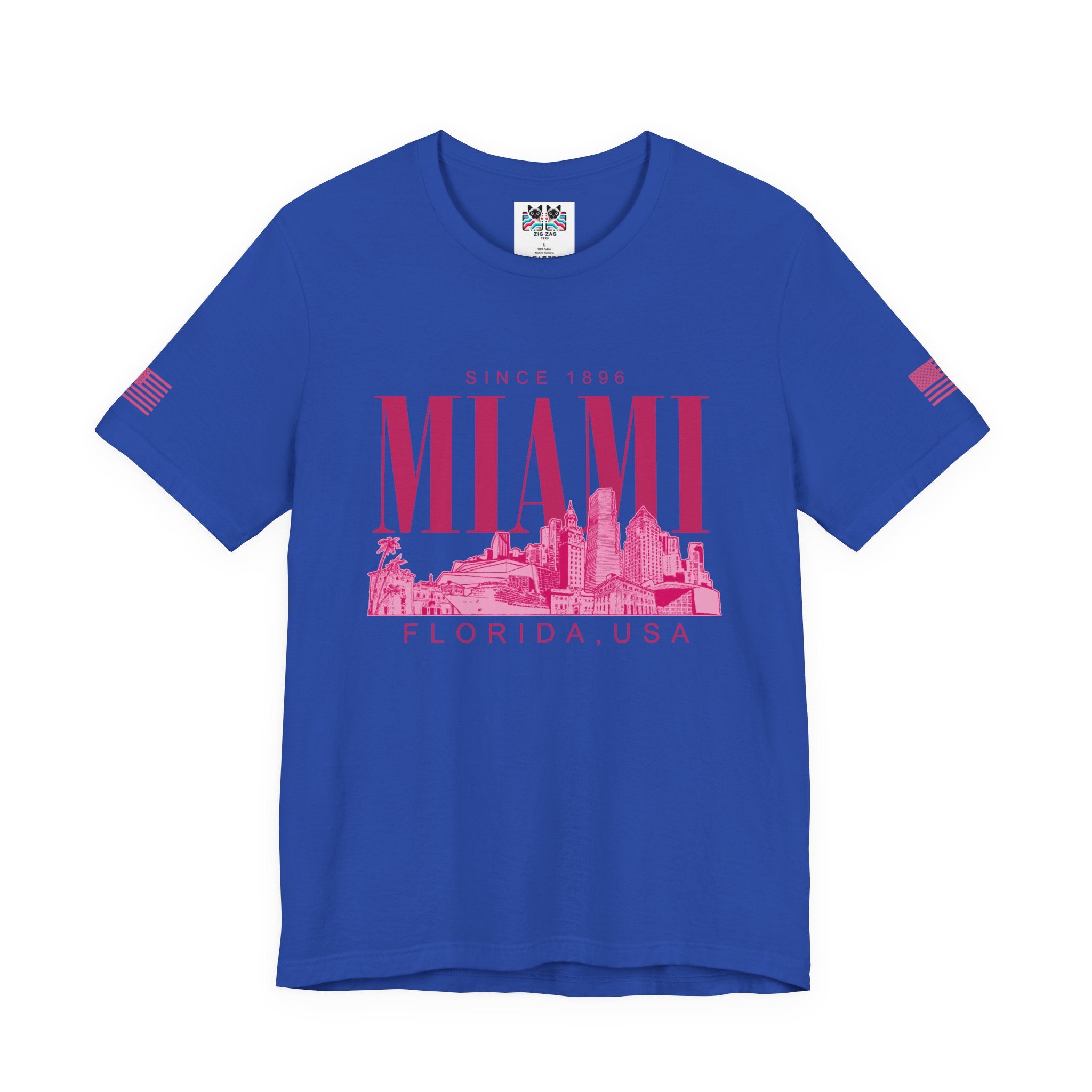 Miami Florida USA Since 1896 T-Shirt – Tonal Skyline Typography Graphic Tee