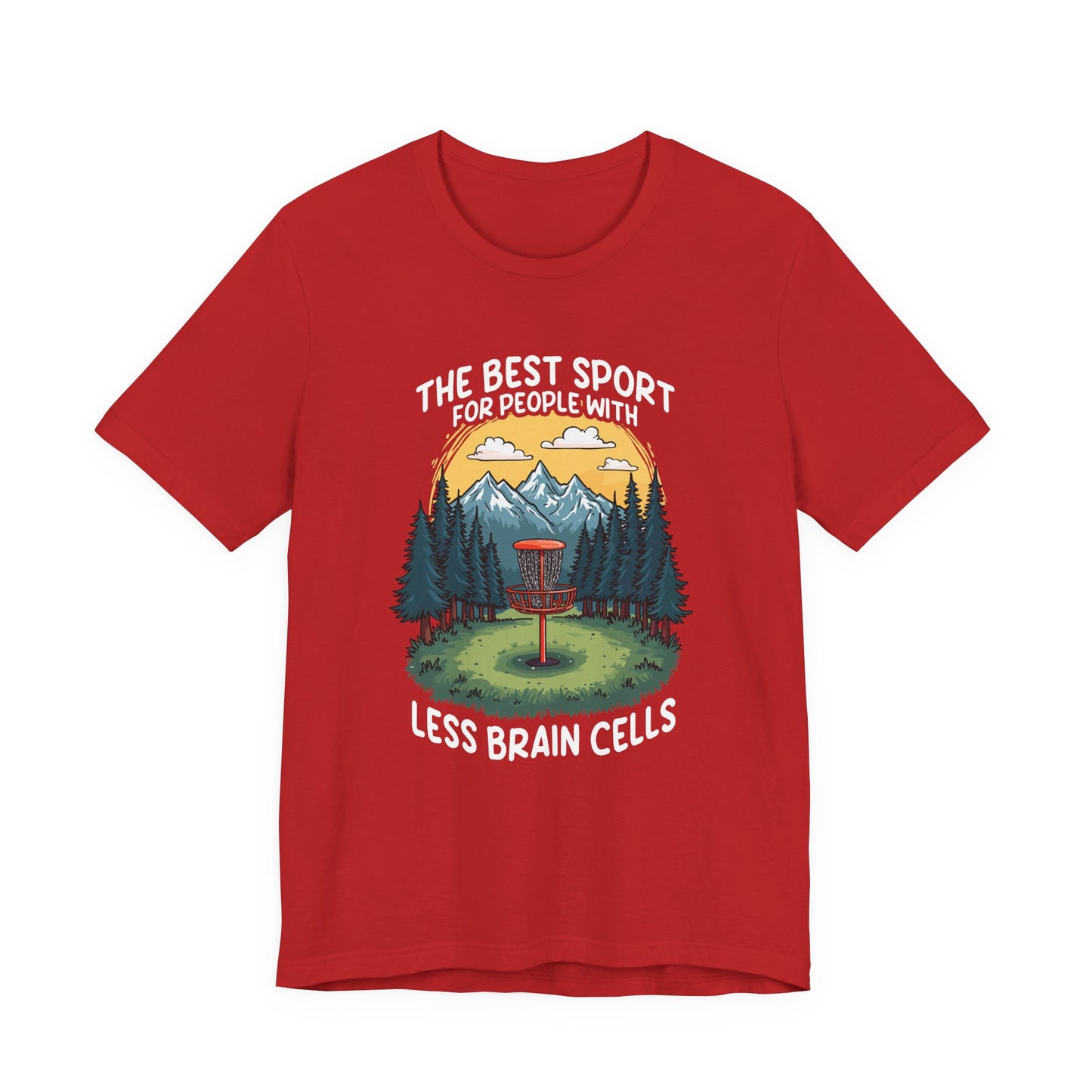 Best Sport for People with Less Brain Cells Tshirt – Funny Disc Golf Mountain Scene