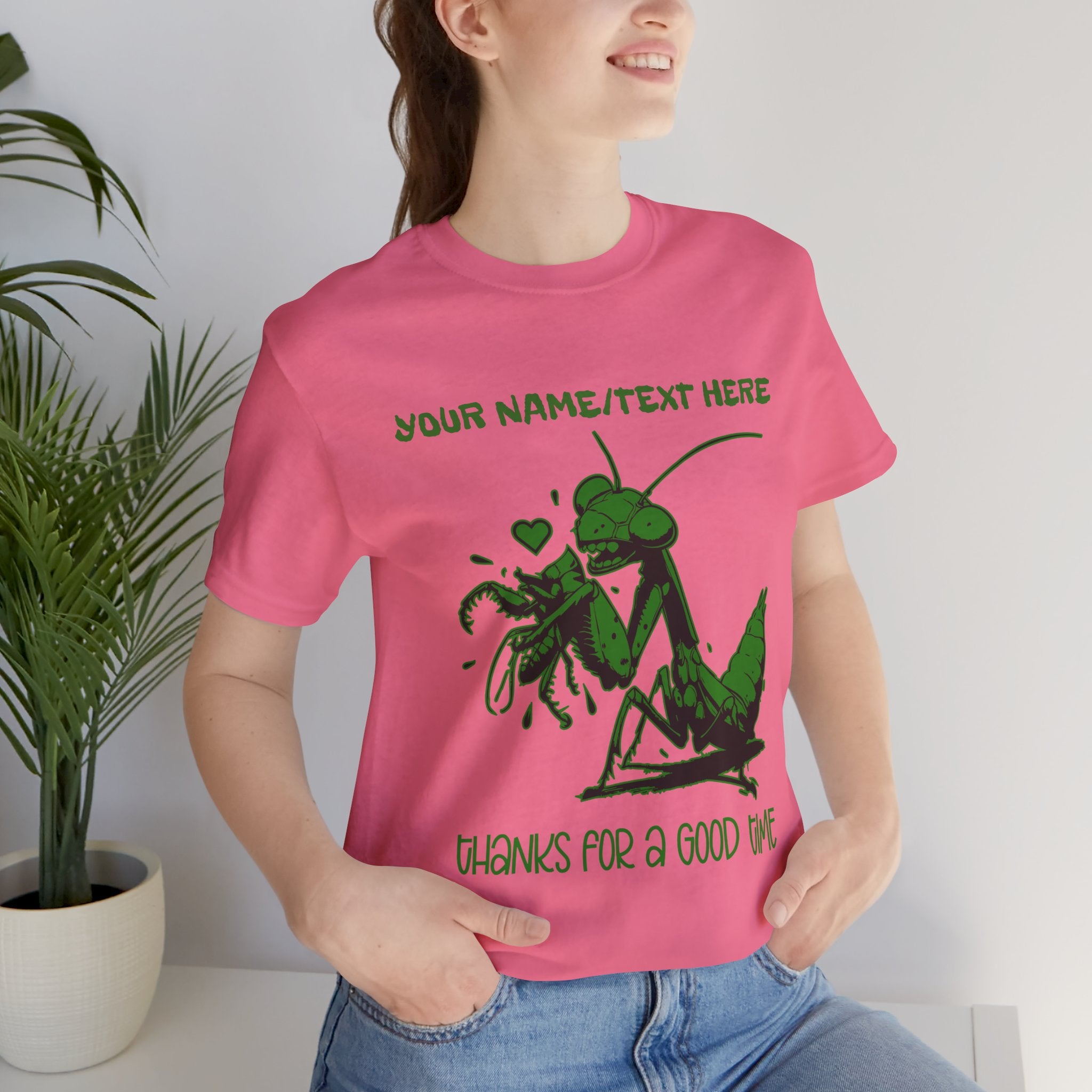 Custom T-Shirt - Thanks for a Good Time T-Shirt – Playful Grasshopper Eating Male Graphic Tee
