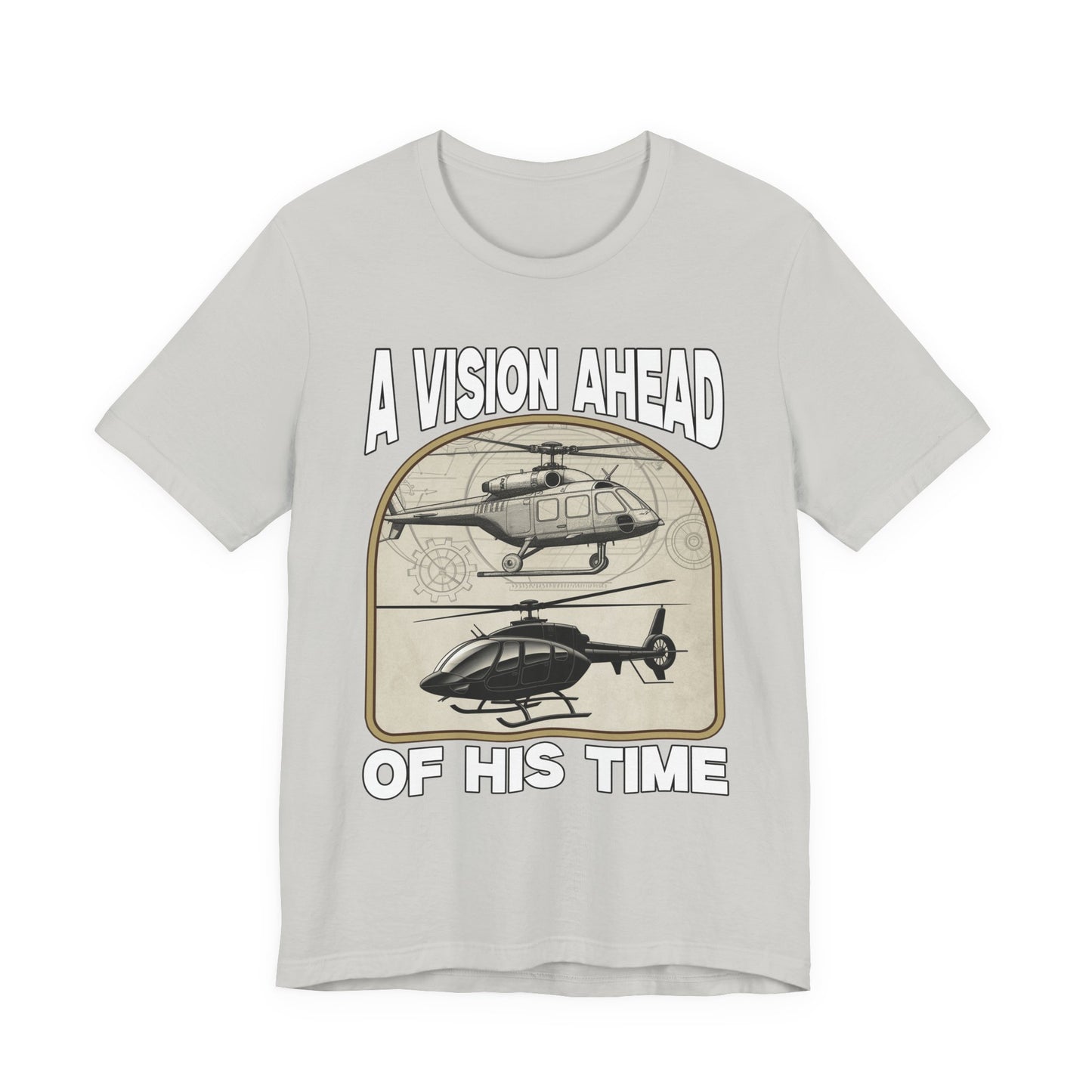A Vision Ahead of His Time Tshirt – Da Vinci’s Helicopter and Modern Chopper Graphic