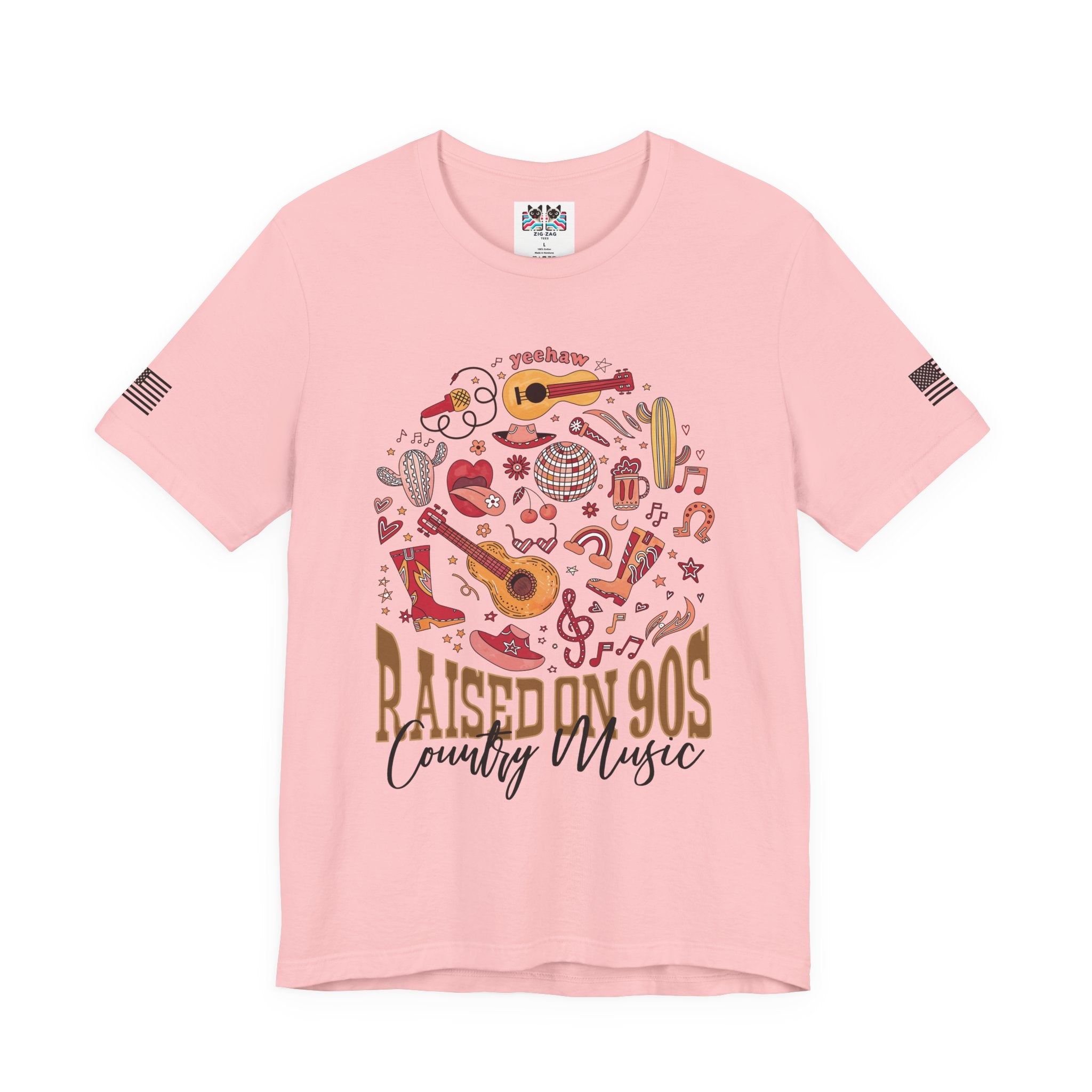 Raised on 90s Country Music T-Shirt – Yeehaw Retro Circle Collage Graphic Tee