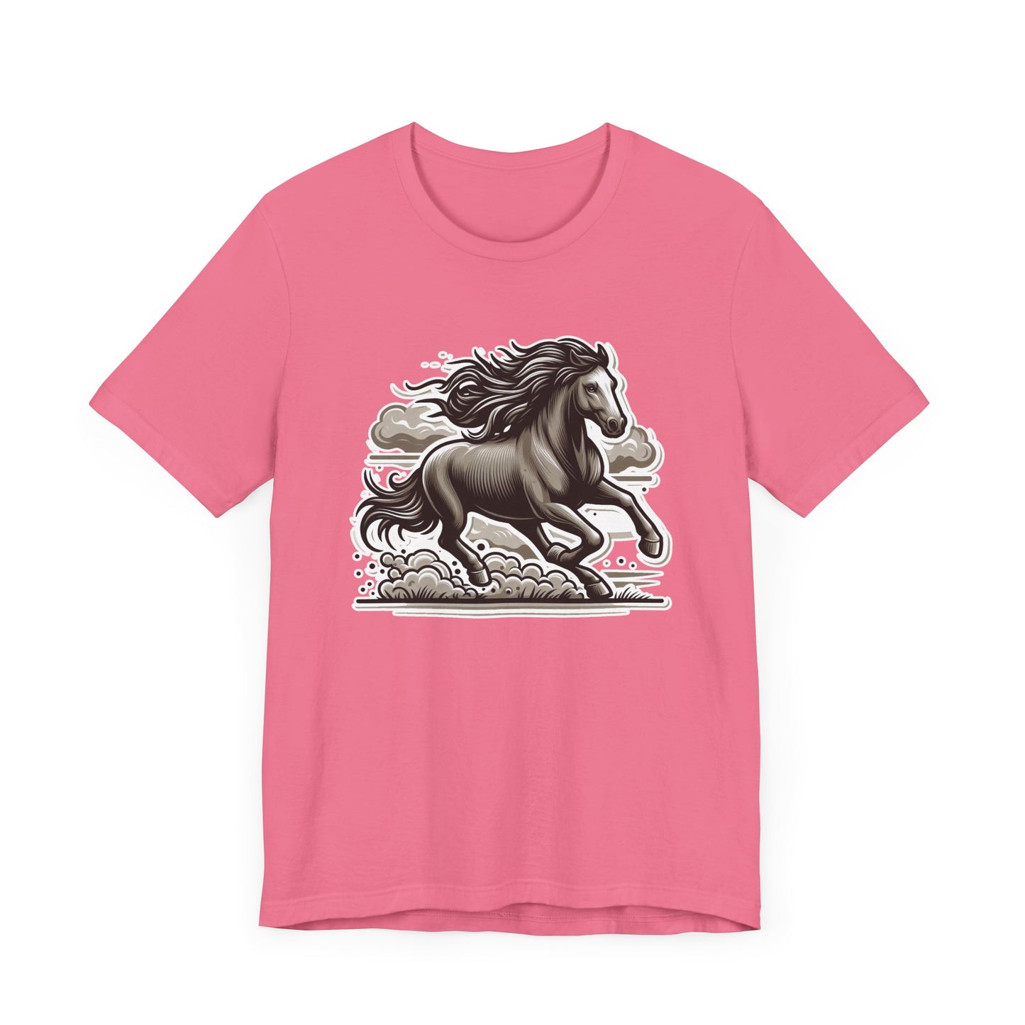 Wild Mustang Running Free with Dust and Dramatic Clouds Graphic T-Shirt