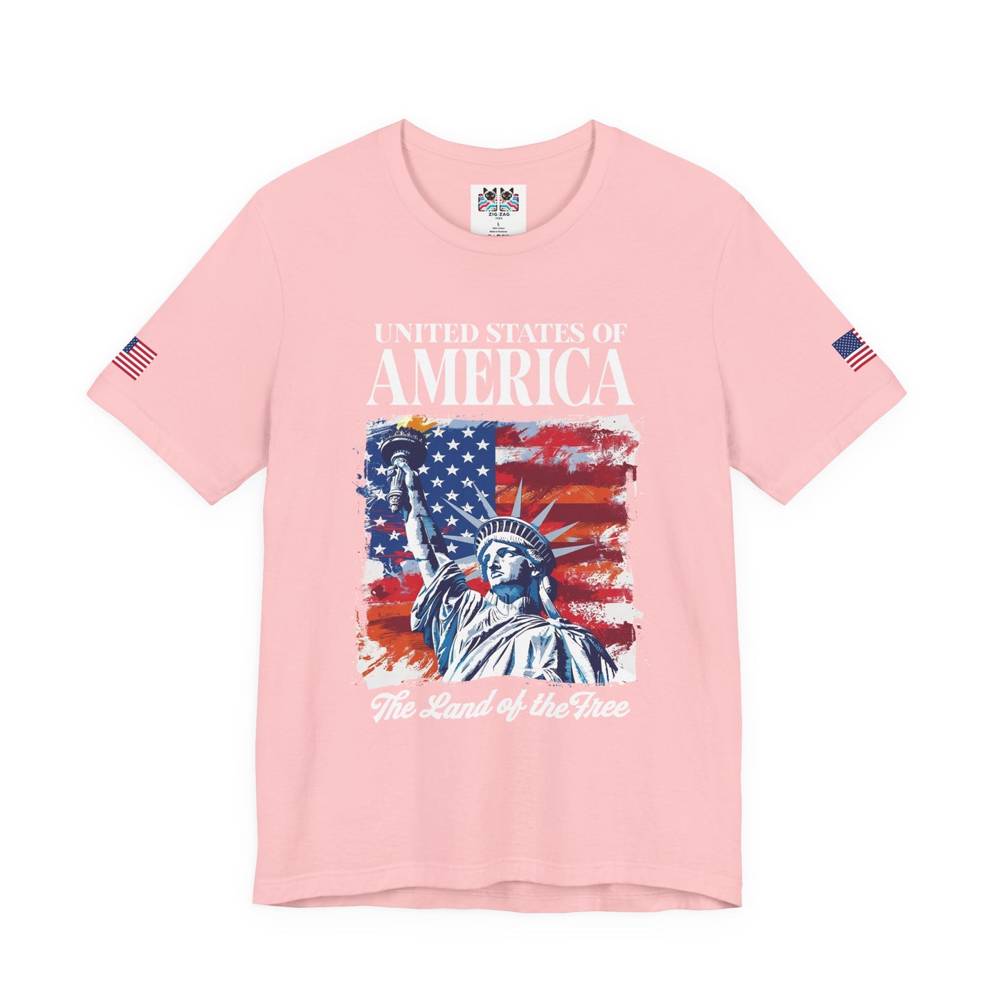 United States of America T-Shirt – Land of the Free Statue of Liberty Patriotic Graphic Tee