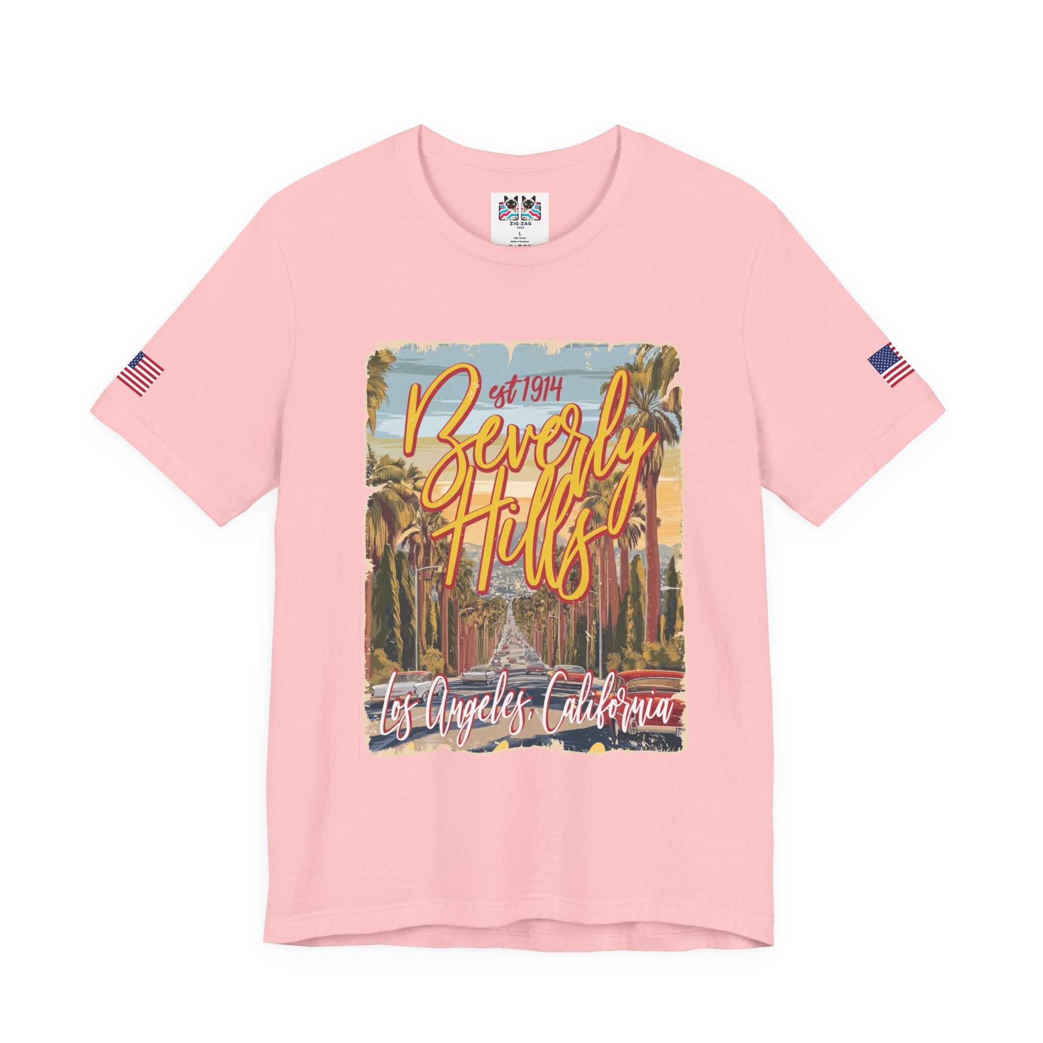 Beverly Hills EST 1914 T-Shirt – Los Angeles California Palm Tree Boulevard Illustrated Tee