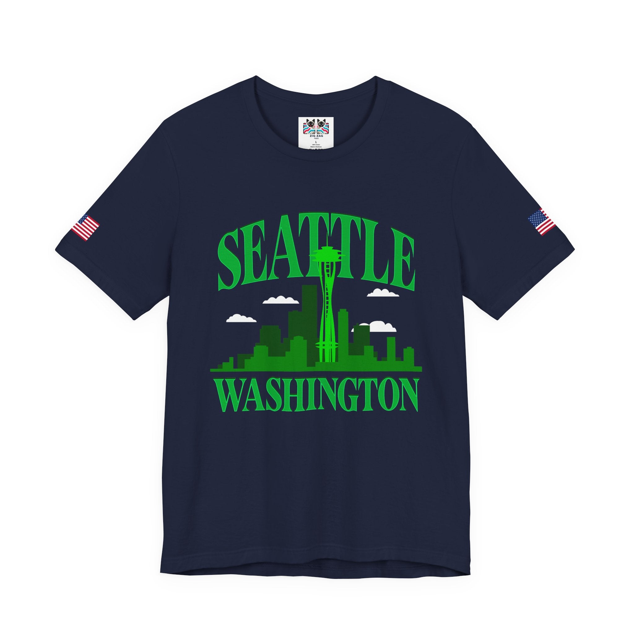 Seattle Washington Arch Space Needle Skyline Silhouette T-Shirt | Seattle Souvenir Tee | Emerald City Pride Shirt