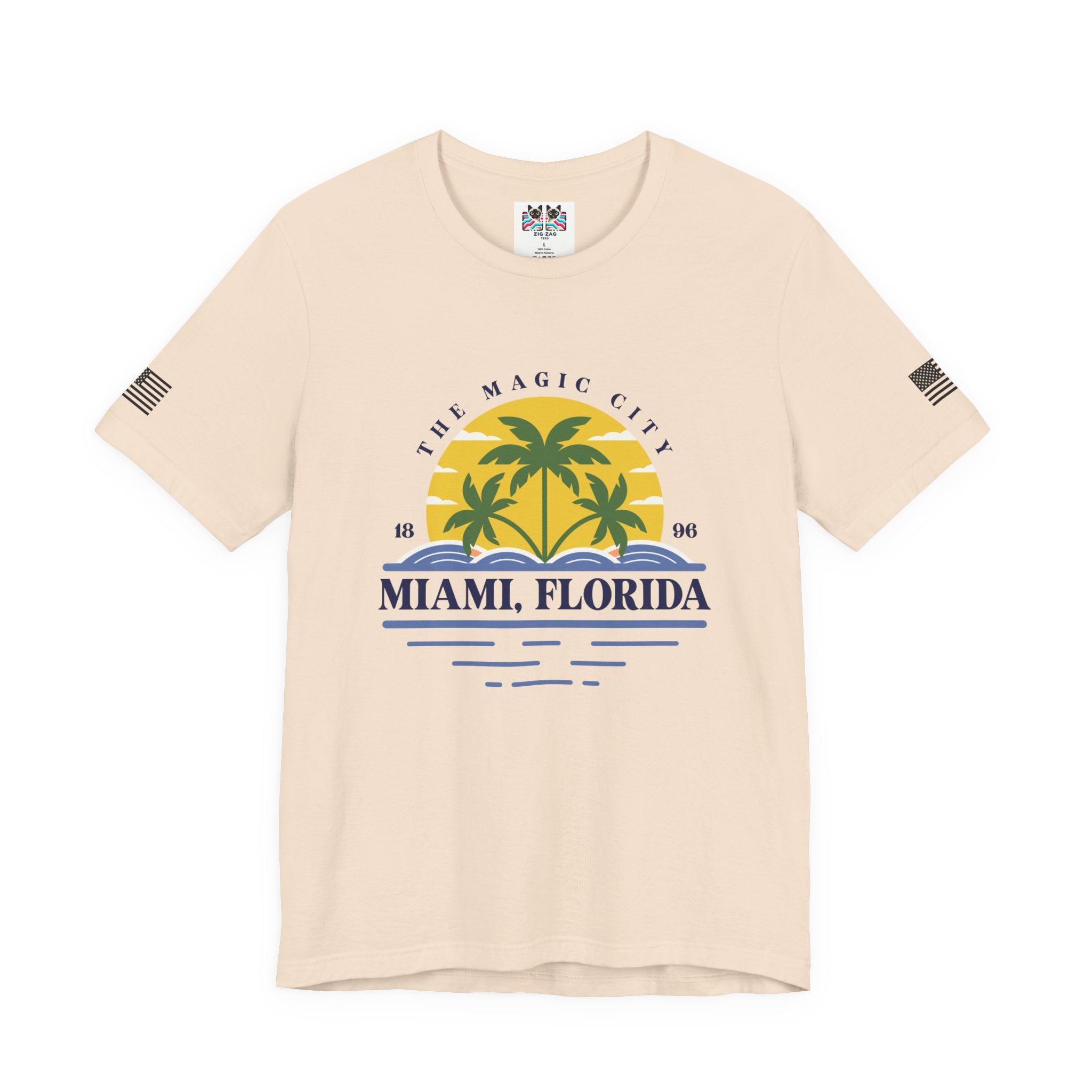 Miami Florida The Magic City T-Shirt – 1896 Palm Tree Sunset Retro Circle Tee