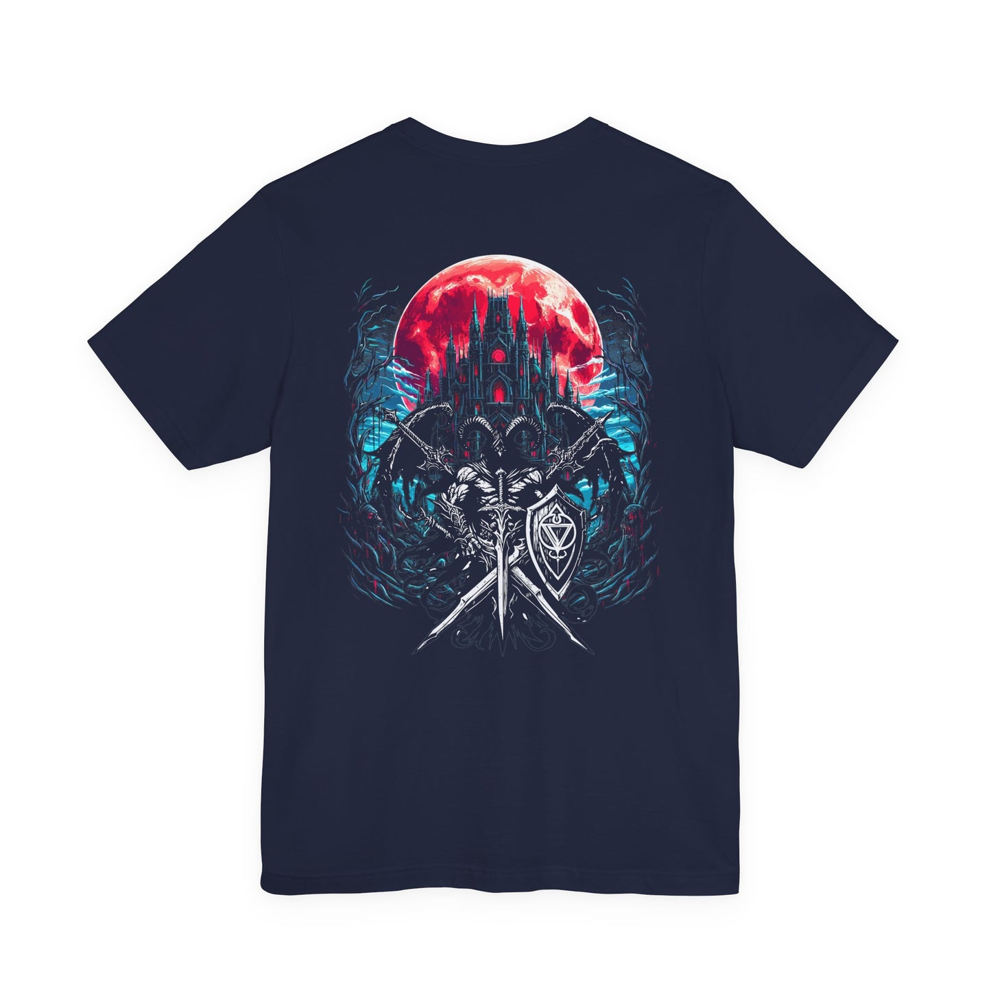 Blood Moon Dark Castle Paladin Swords Fantasy T-Shirt