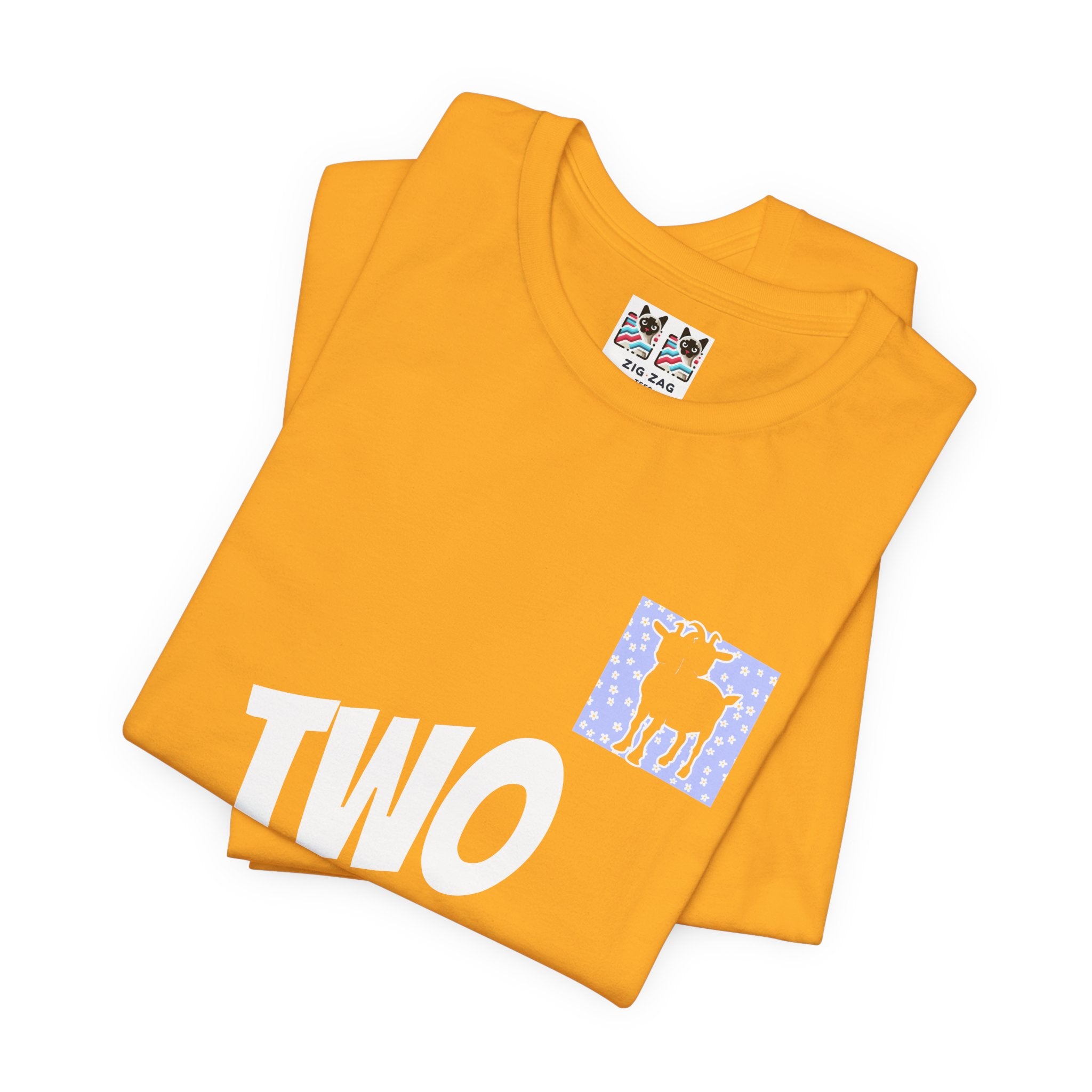 Custom T-Shirt - Double-Headed Goat Outline Graphic T-Shirt