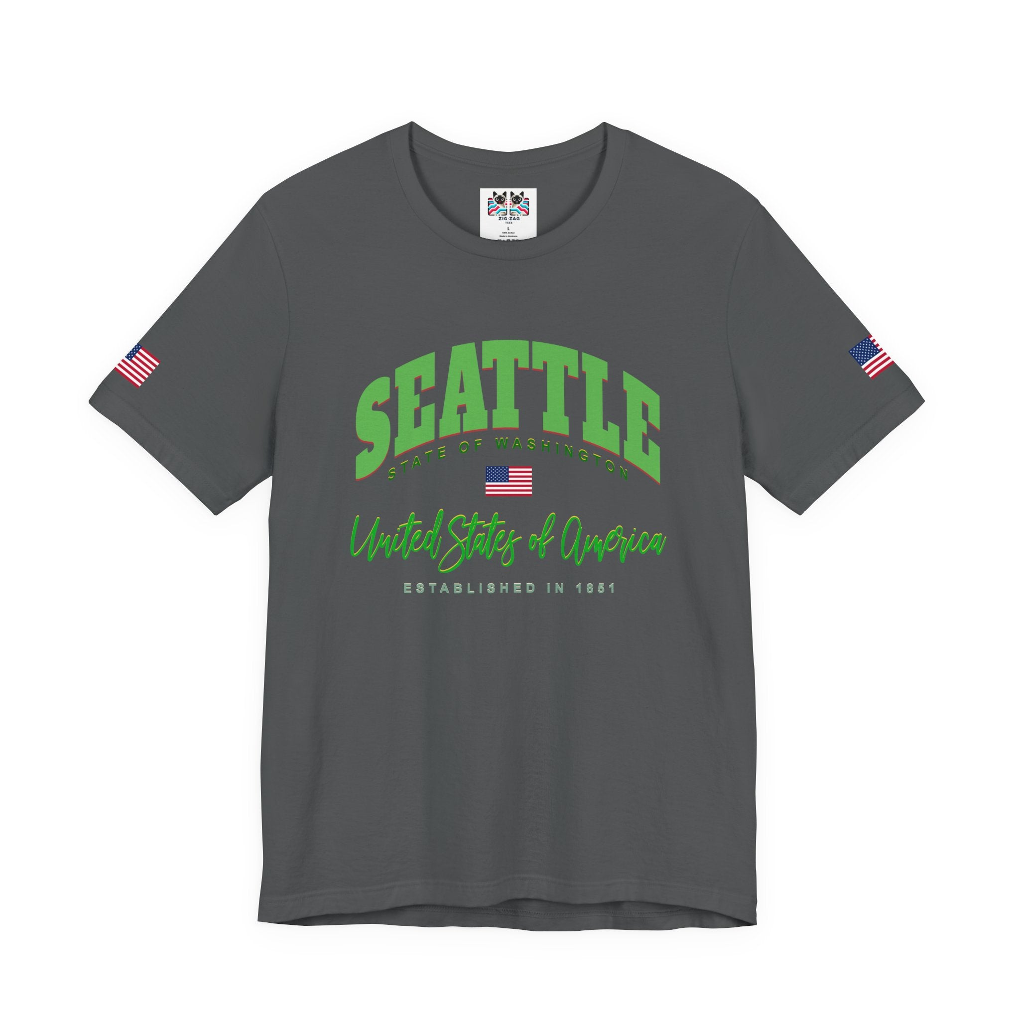 Seattle State of Washington United States of America EST 1851 Collegiate T-Shirt | Patriotic Seattle Tee