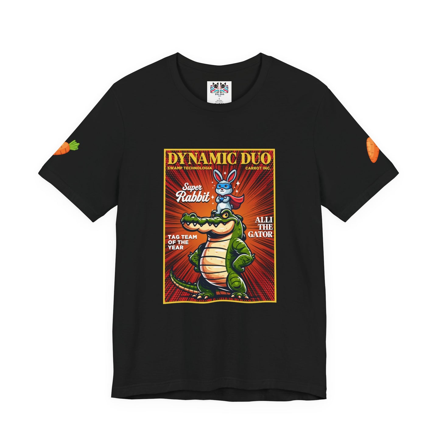 Dynamic Duo Rabbit Alligator T-Shirt – Super Rabbit Alli the Gator Tag Team Graphic Tee