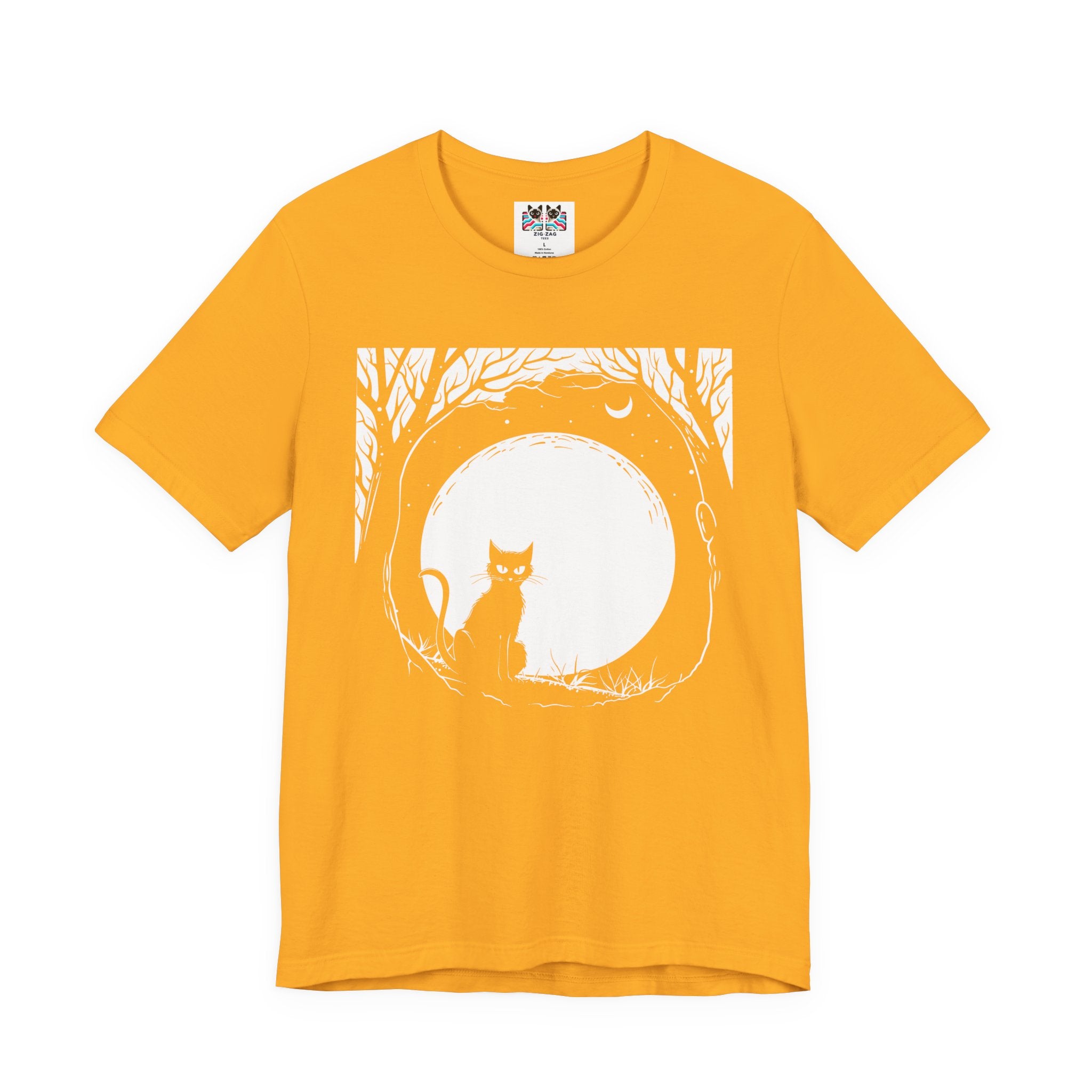 Enchanted Forest Haunted Cat Big Eyes Moonlight T-Shirt