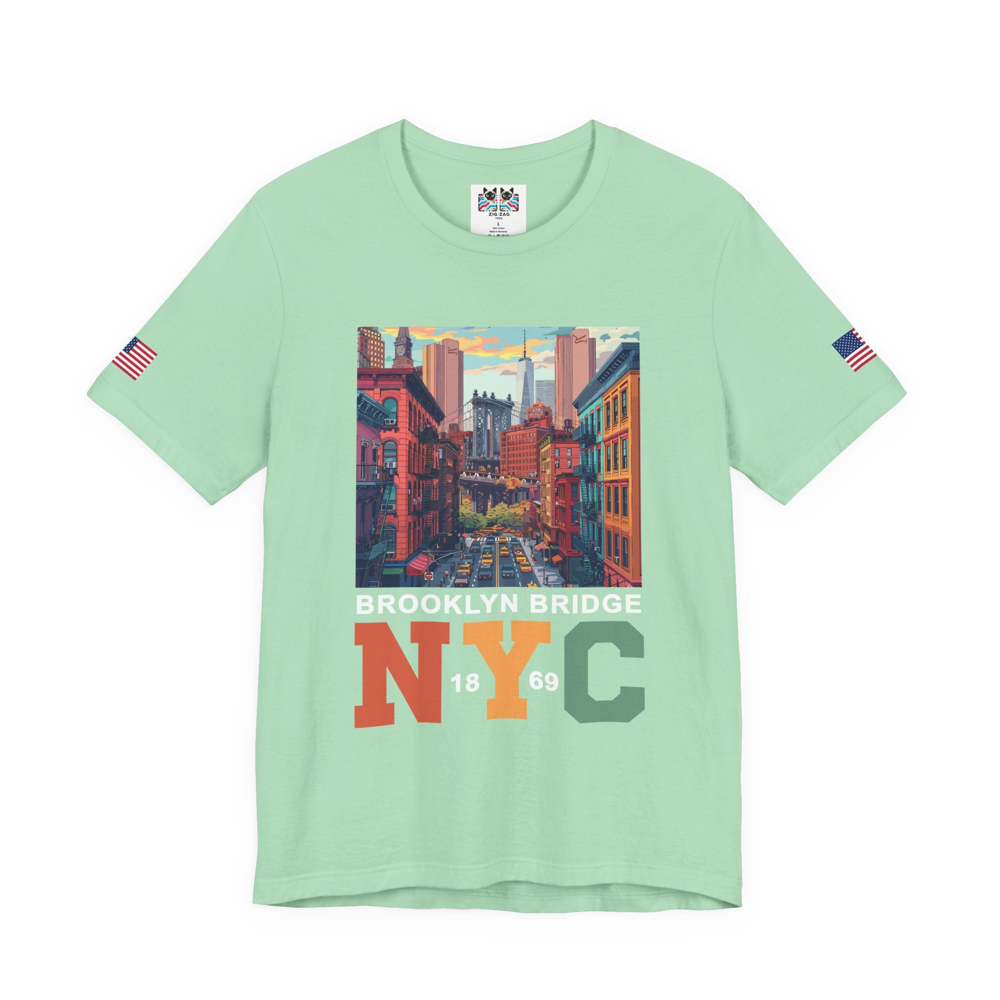 Brooklyn Bridge NYC T-Shirt - Vintage Street Scene Manhattan Bridge 1869 New York