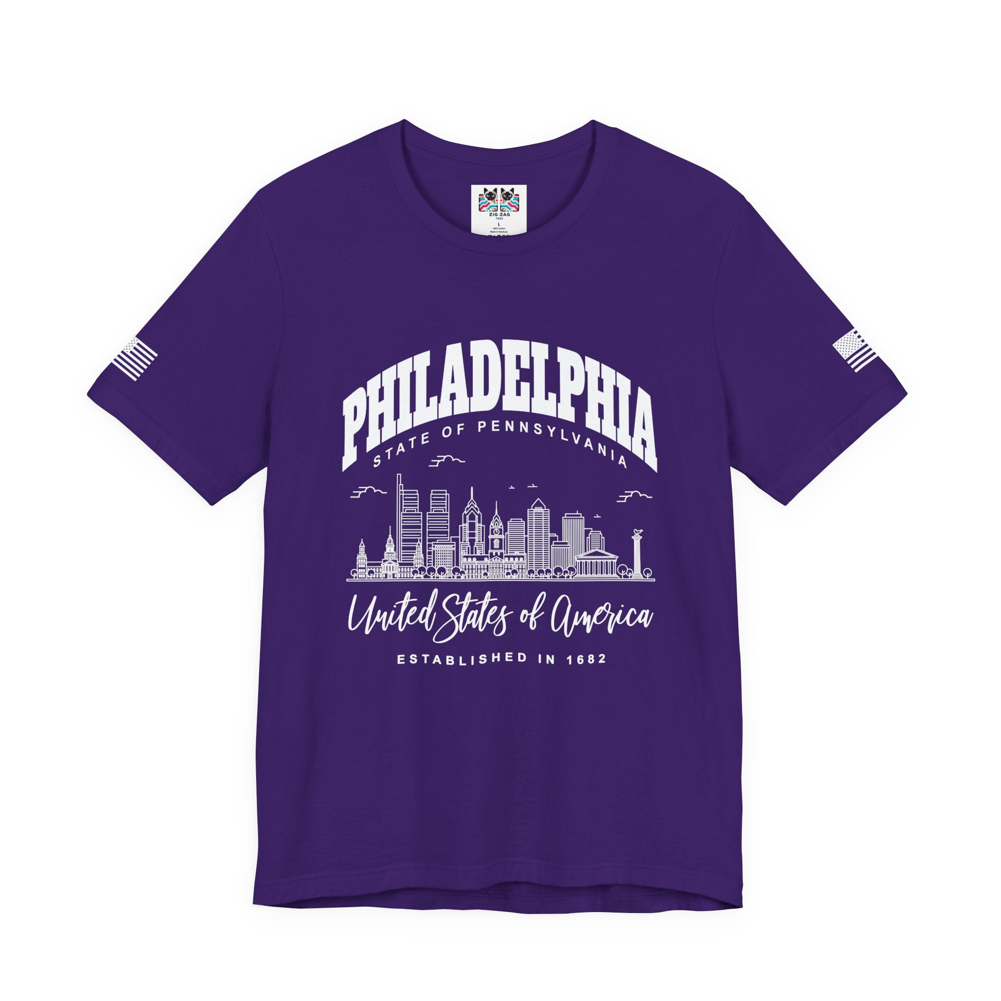 Philadelphia State of Pennsylvania T-Shirt – Skyline United States of America Established 1682 Graphic Tee