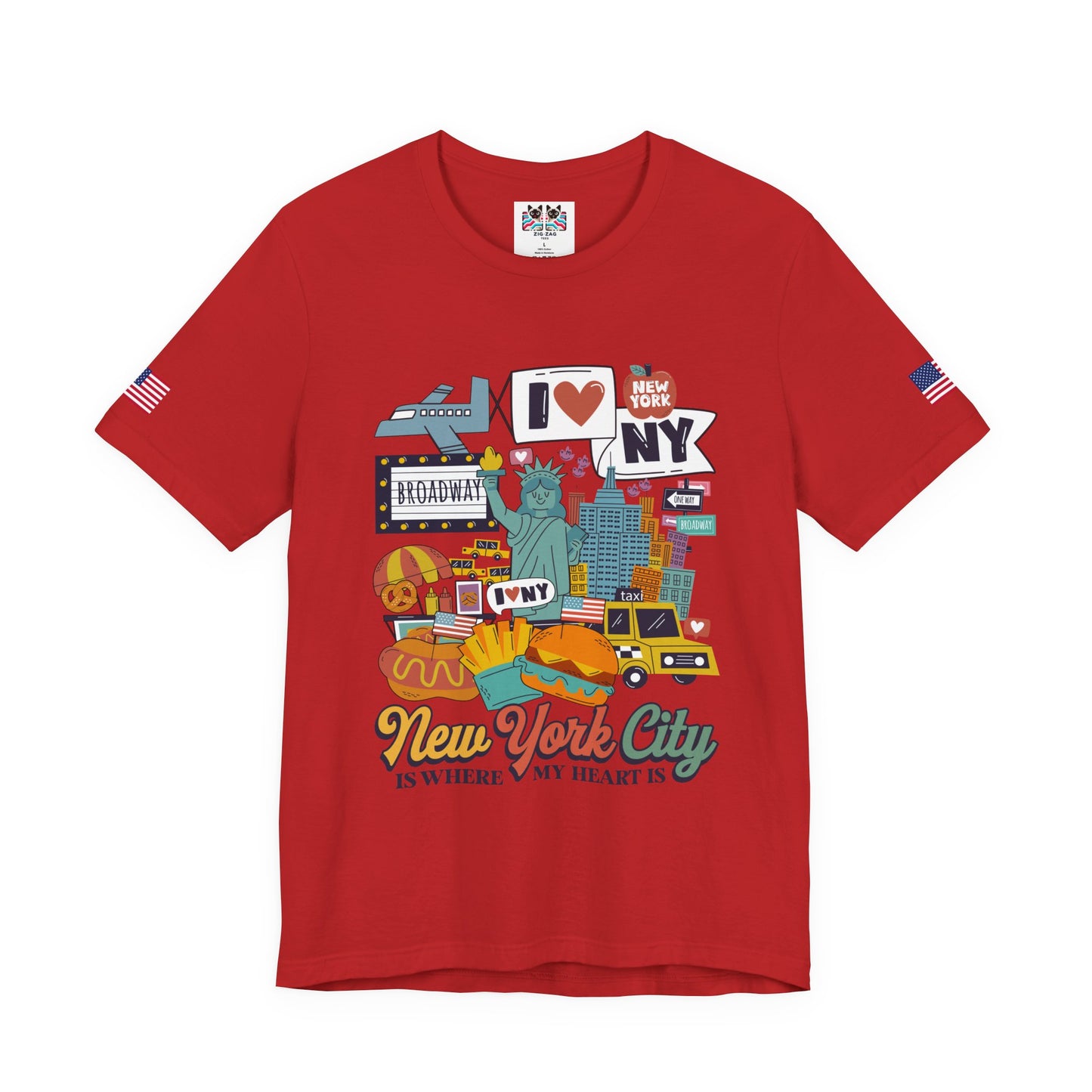 New York City Is Where My Heart Is T-Shirt - Cute NYC Icons Colorful Tourist Design
