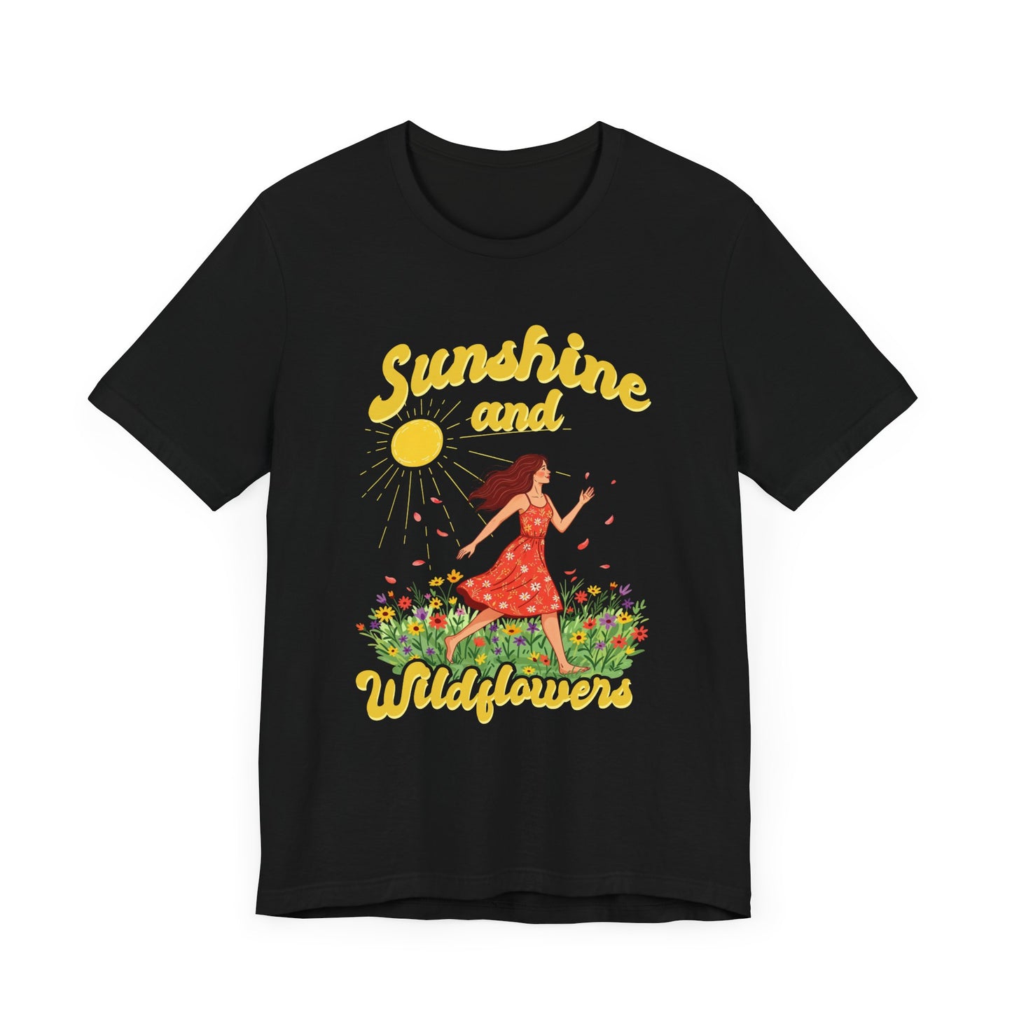 Sunshine and Wildflowers Tee, Nature Mood Shirt, Earth Lover Top, Boho Bloom Graphic Tee, Spring Sunshine Gift Shirt
