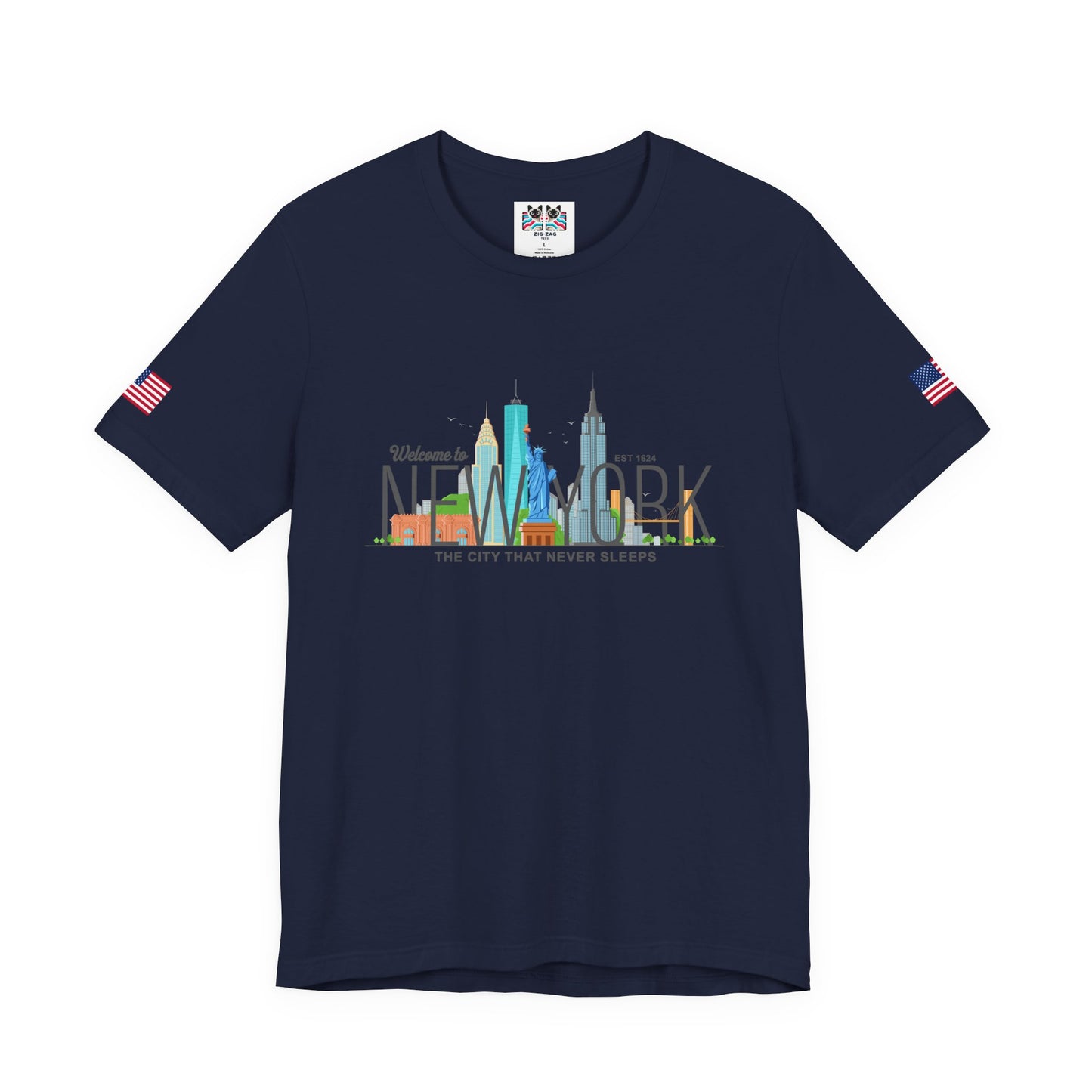Welcome to New York T-Shirt - Colorful NYC Skyline Est 1624 City That Never Sleeps