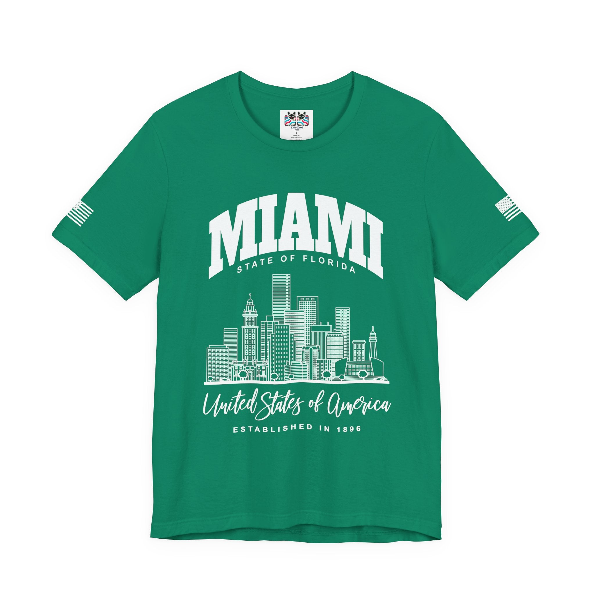 Miami State of Florida USA T-Shirt – Arch Skyline Established 1896 Graphic Tee