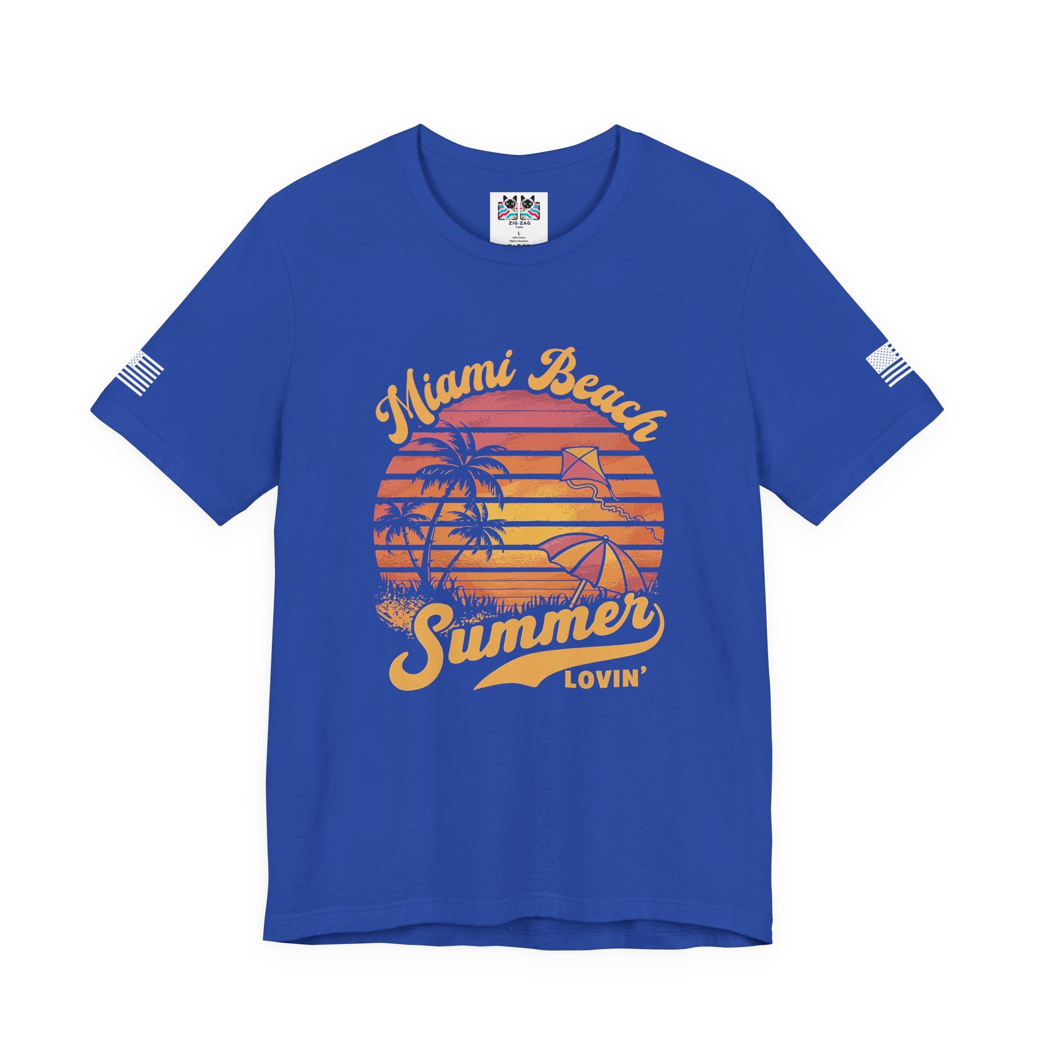 Miami Beach Summer Lovin' T-Shirt – Retro Sunset Kite Palm Tree Beach Graphic Tee