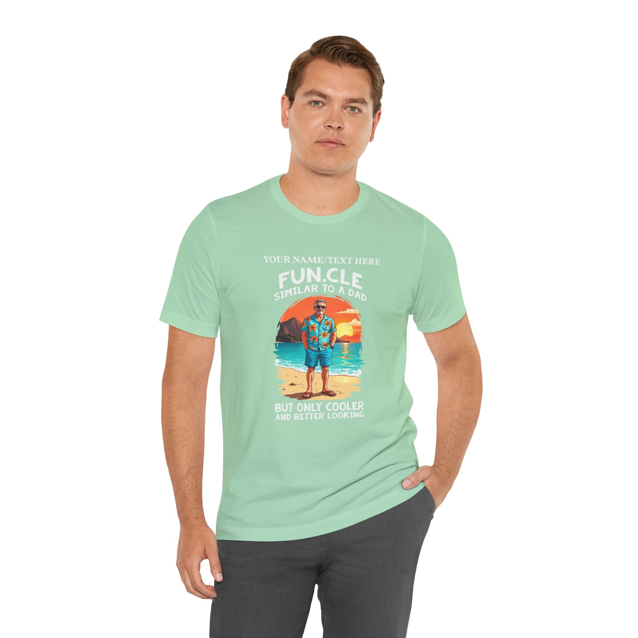 Custom T-Shirt - FUN.CLE Beach Sunset T-Shirt – Cool Uncle Beach Graphic with Funny Quote